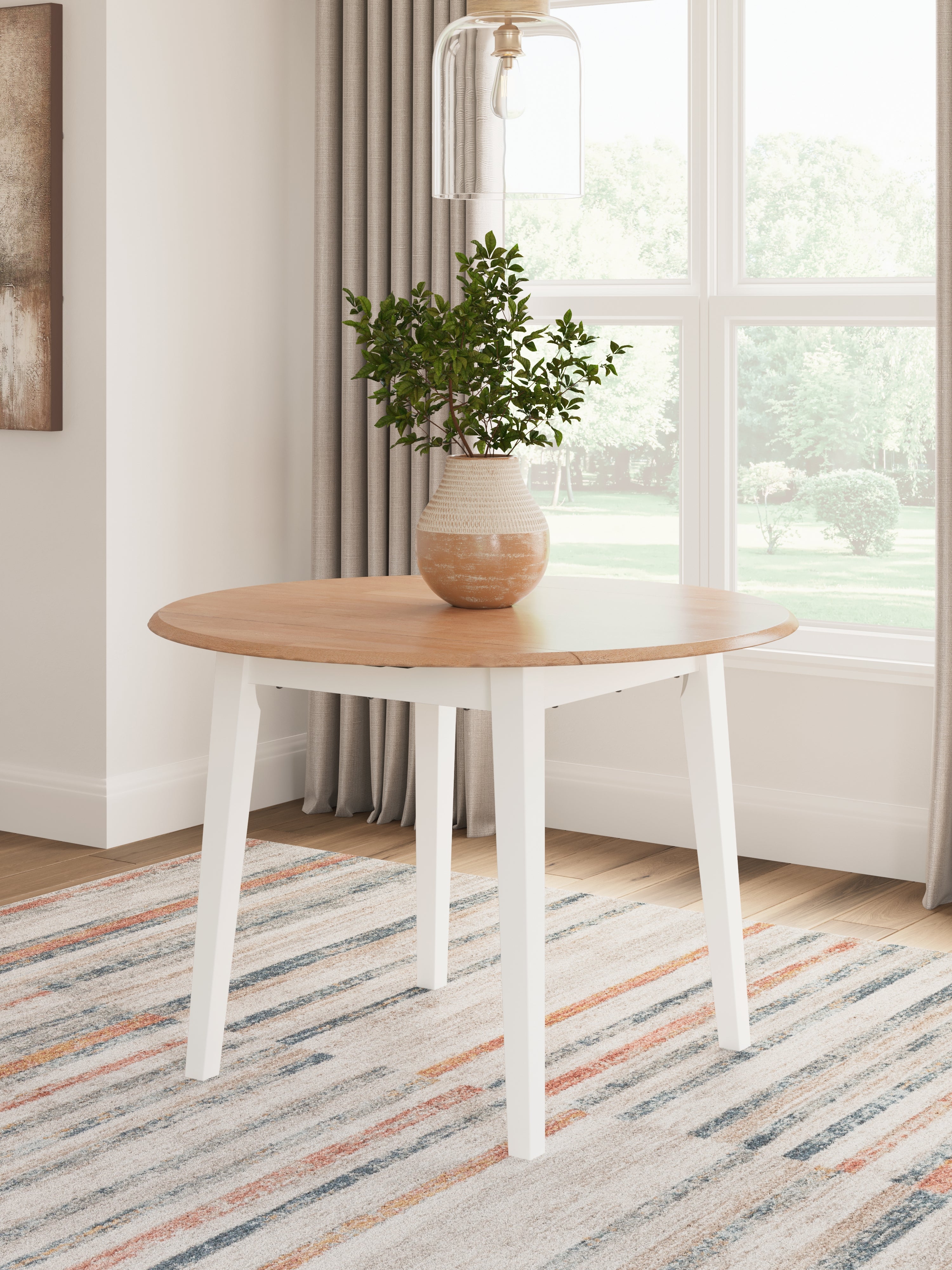 Elite Furniture Outlet - Ashley Furniture - Gesthaven Dining Room - Round DRM Drop Leaf Table / Natural/White - D398-15
