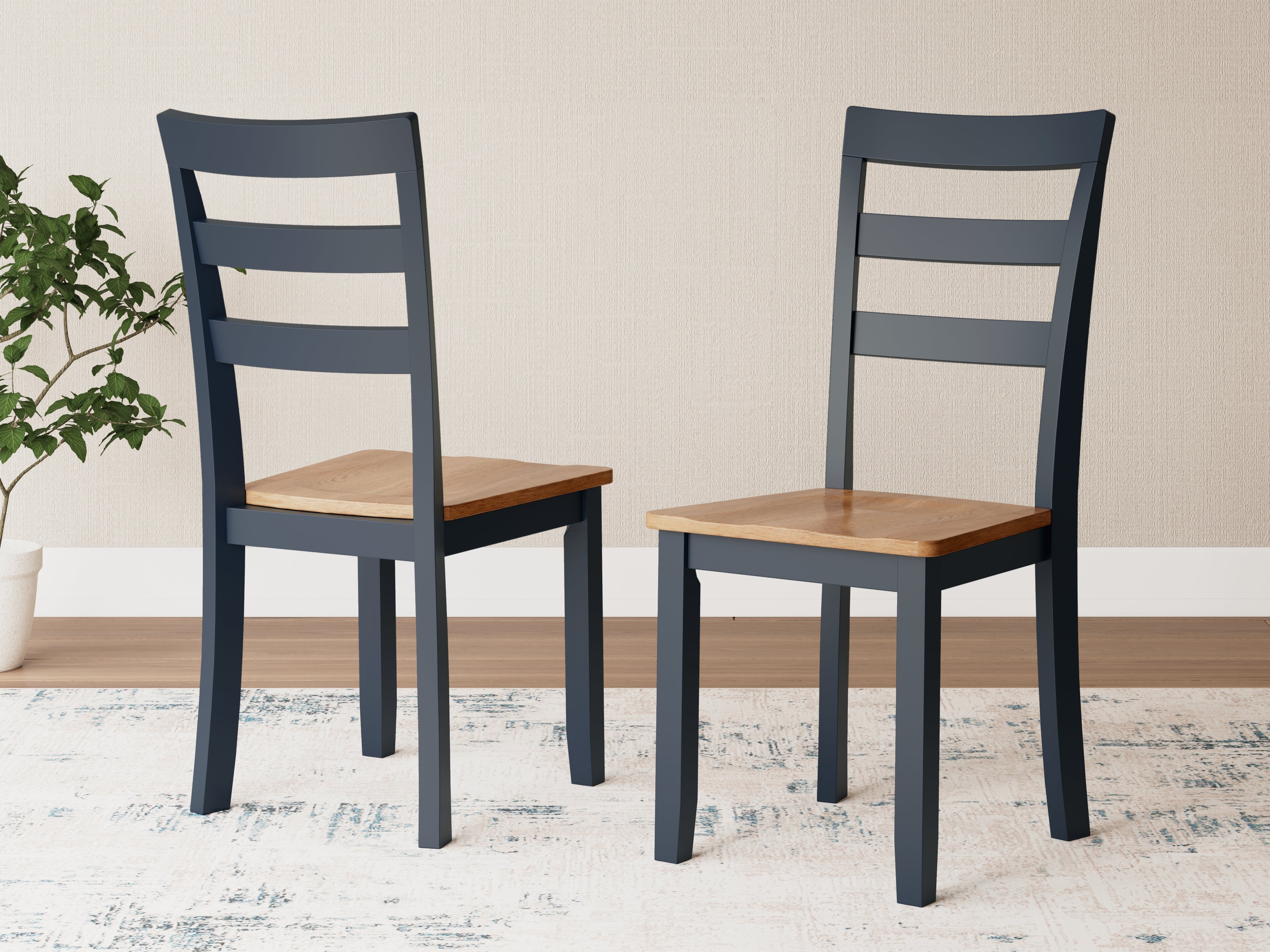 Elite Furniture Outlet - Ashley Furniture - Gesthaven Dining Room - Dining Chair (Set of 2) / Natural/Blue - D399-01X2