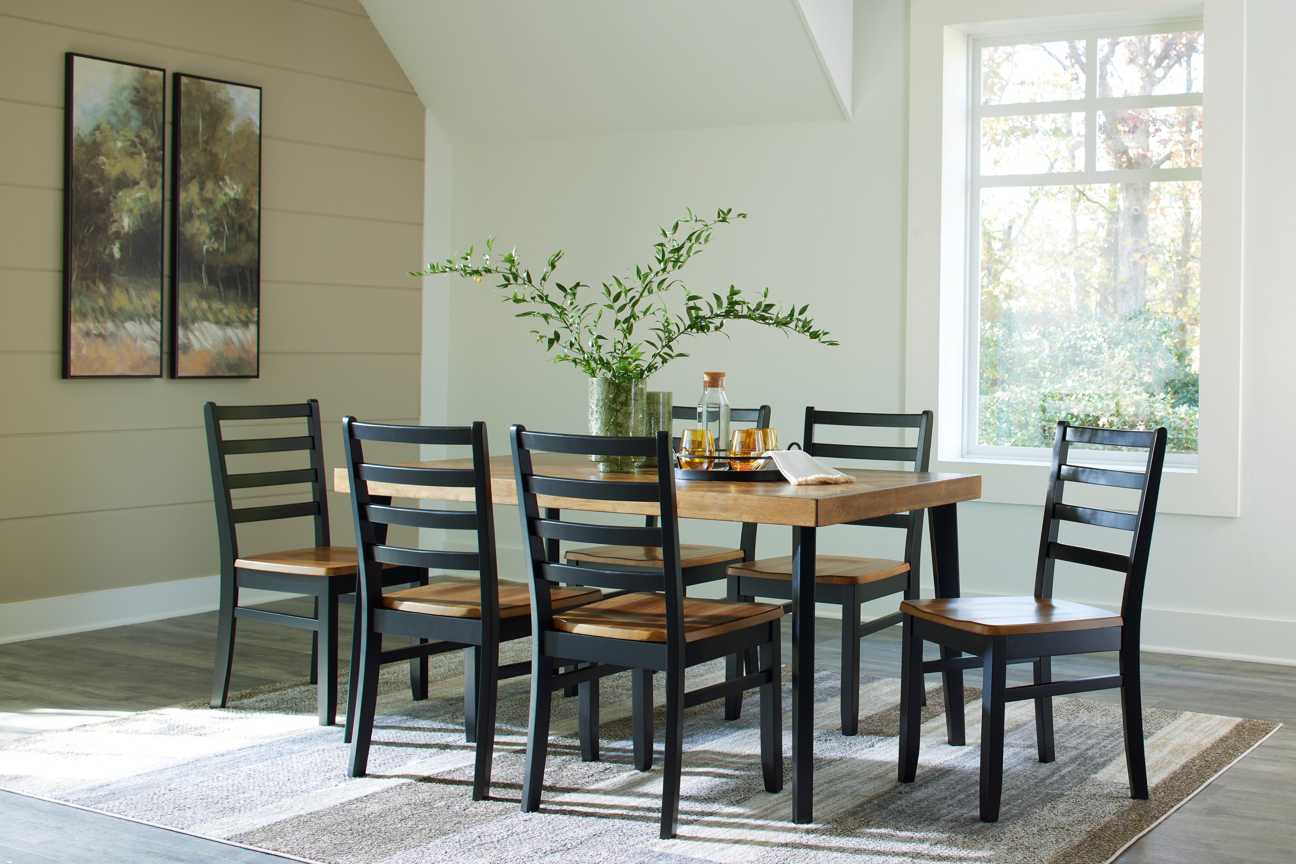 Elite Furniture Outlet - Ashley Furniture - Blondon Dining Room - RECT DRM Table Set (7/CN) / Brown/Black - D413-425