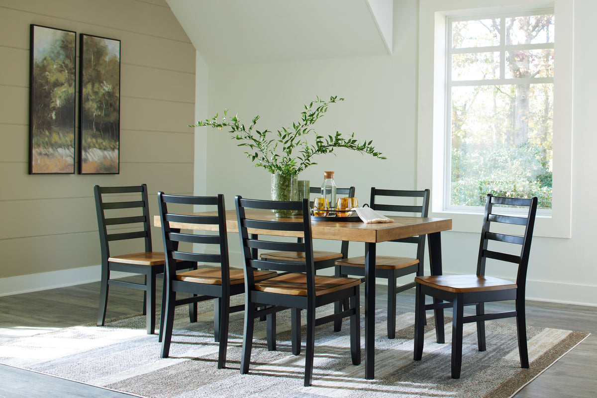 Elite Furniture Outlet - Ashley Furniture - Blondon Dining Room - RECT DRM Table Set (7/CN) / Brown/Black - D413-425