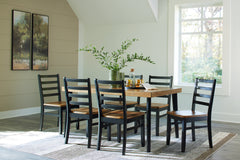 Elite Furniture Outlet - Ashley Furniture - Blondon Dining Room - RECT DRM Table Set (7/CN) / Brown/Black - D413-425
