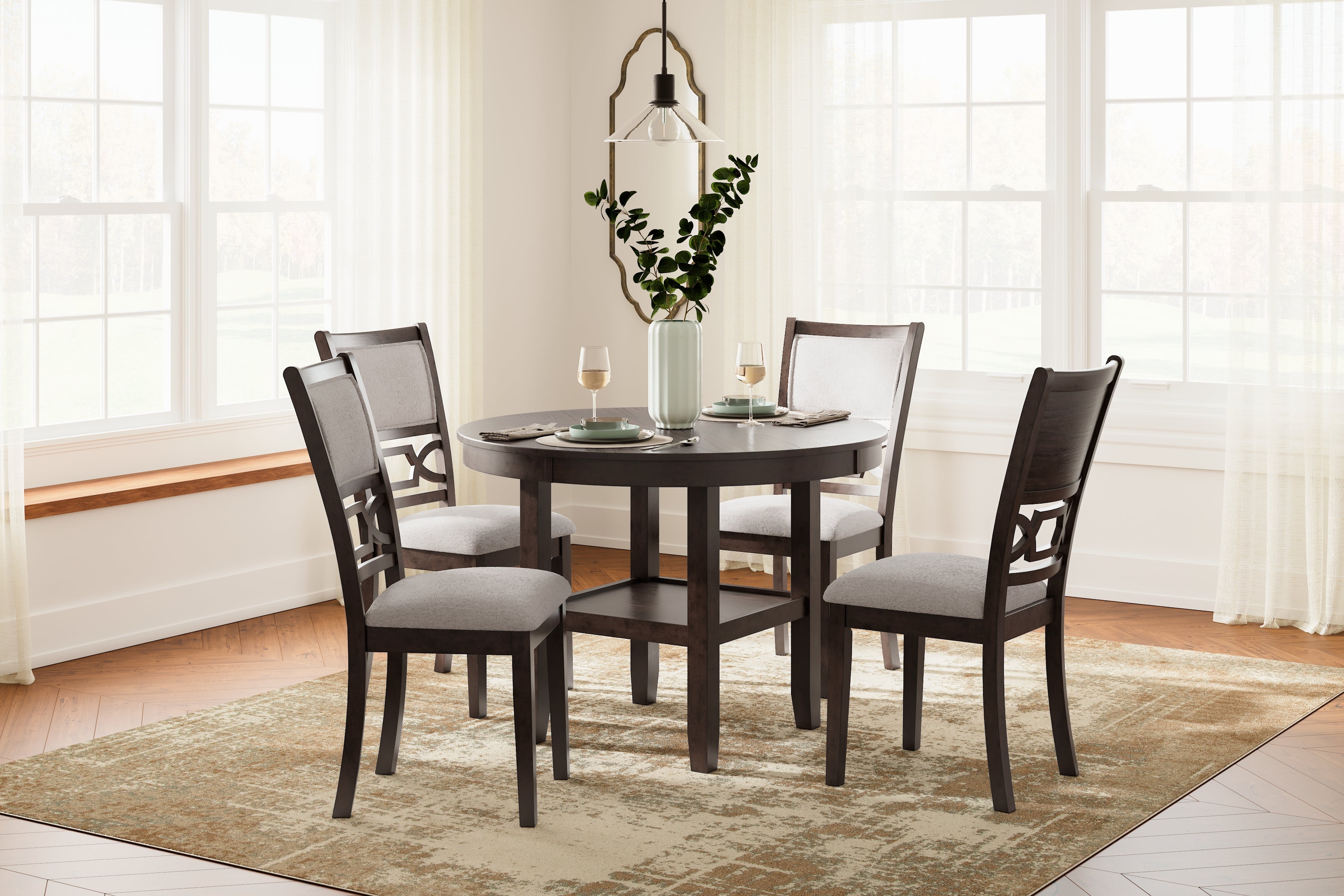 Elite Furniture Outlet - Ashley Furniture - Langwest Dining Room - Dining Room Table Set (5/CN) / Brown - D422-225