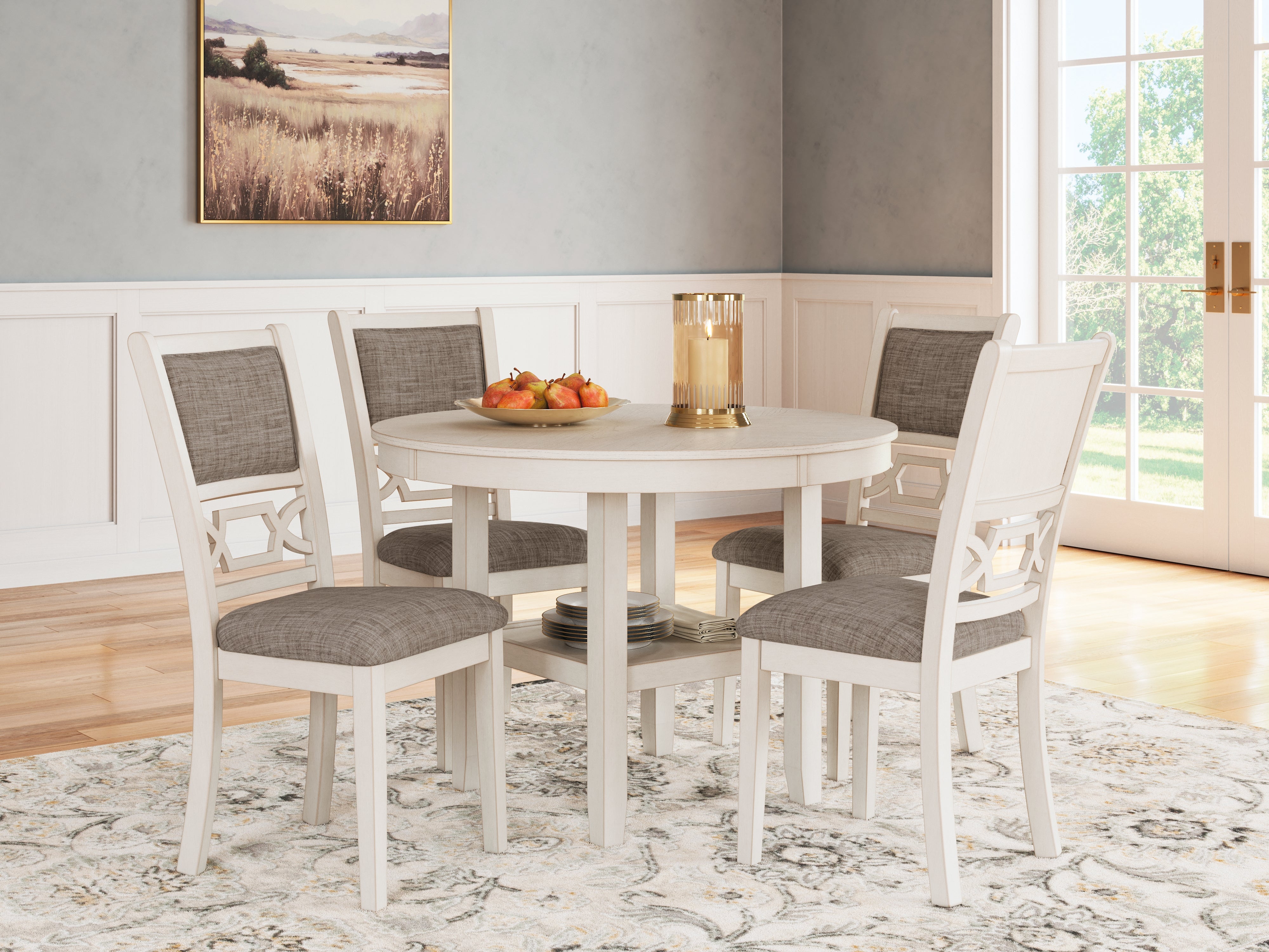Elite Furniture Outlet - Ashley Furniture - Erinberg Dining Room - Dining Room Table Set (5/CN) / Antique White - D423-225