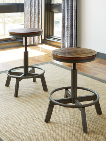 Elite Furniture Outlet - Ashley Furniture - Torjin Dining Room - Counter Height Stool (Set of 2) / Brown/Gray - D440-024X2