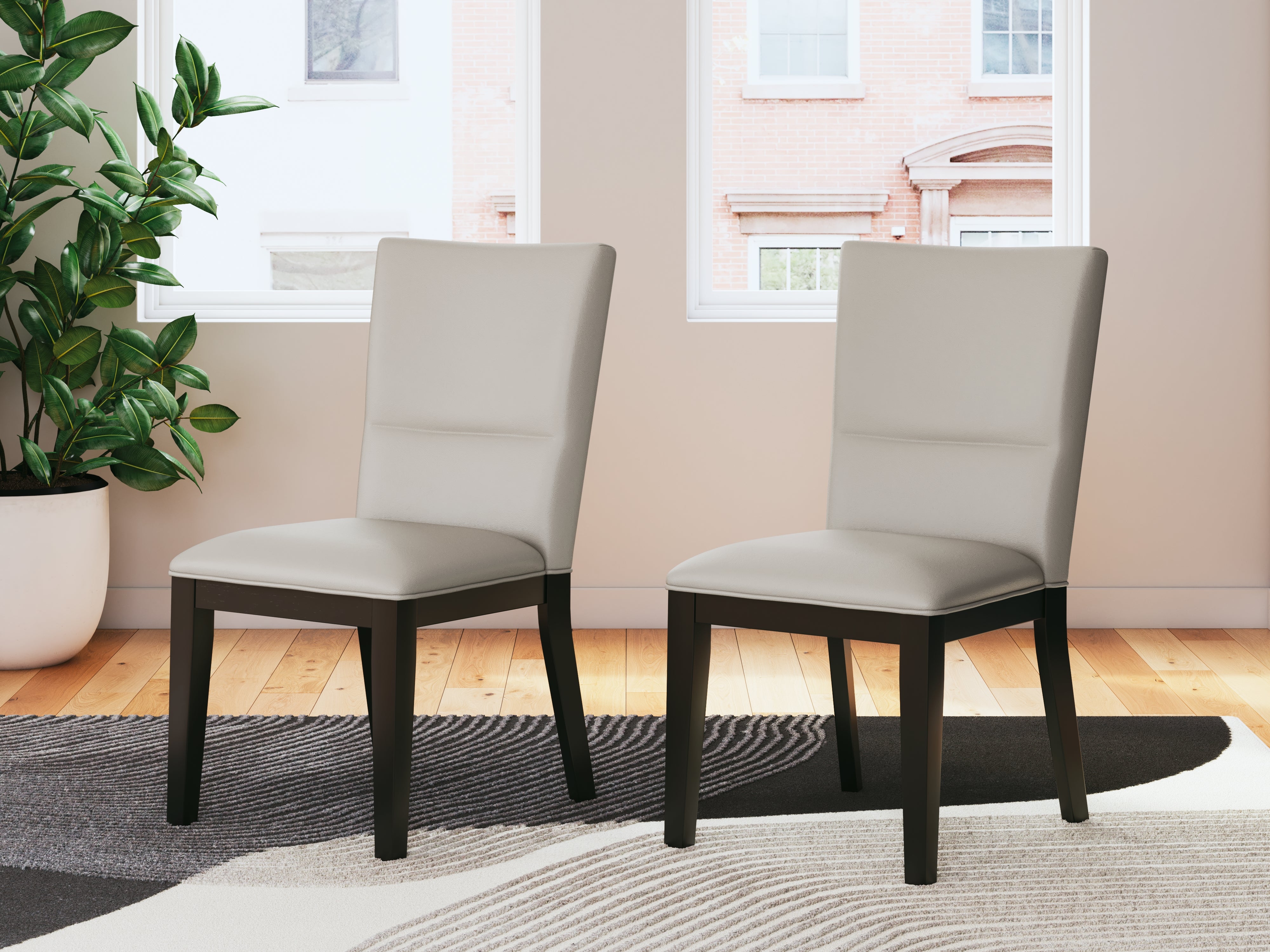 Elite Furniture Outlet - Ashley Furniture - Glinari Dining Room - Dining Chair  (Set of 2) / Taupe/Black - D476-01X2