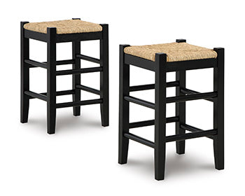 Elite Furniture Outlet - Ashley Furniture - Mirimyn Dining Room - Counter Height Bar Stool (Set of 2) / Black - D508-124X2