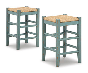Elite Furniture Outlet - Ashley Furniture - Mirimyn Dining Room - Counter Height Bar Stool (Set of 2) / Teal - D508-324X2