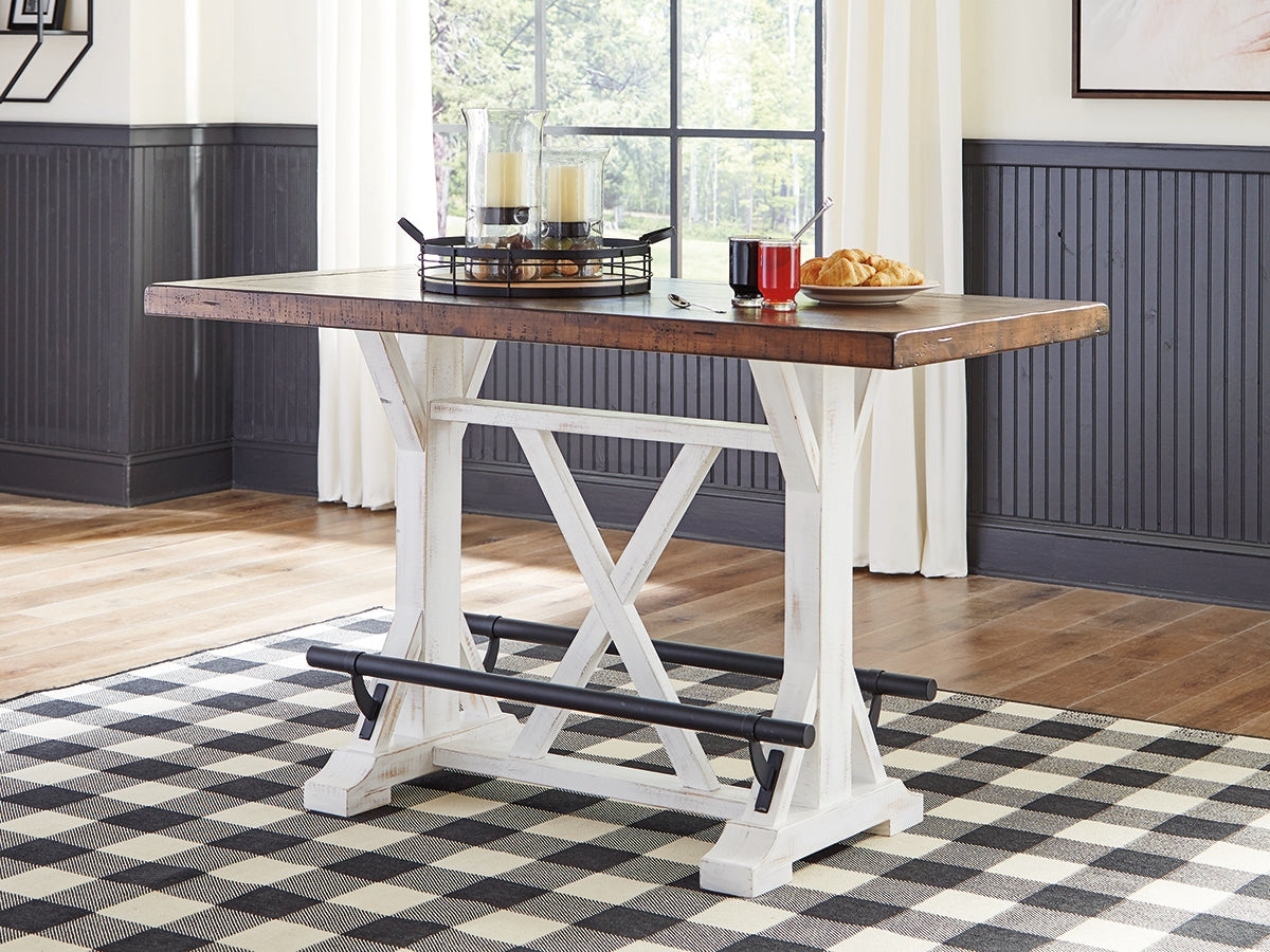 Elite Furniture Outlet - Ashley Furniture - Valebeck Dining Room - RECT Dining Room Counter Table / White/Brown - D546-13