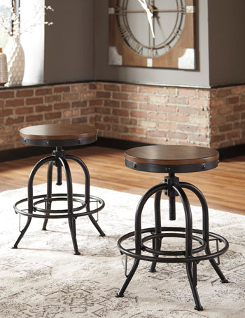 Elite Furniture Outlet - Ashley Furniture - Valebeck Dining Room - Counter Height Bar Stool (Set of 2) / Brown/Black - D546-224X2