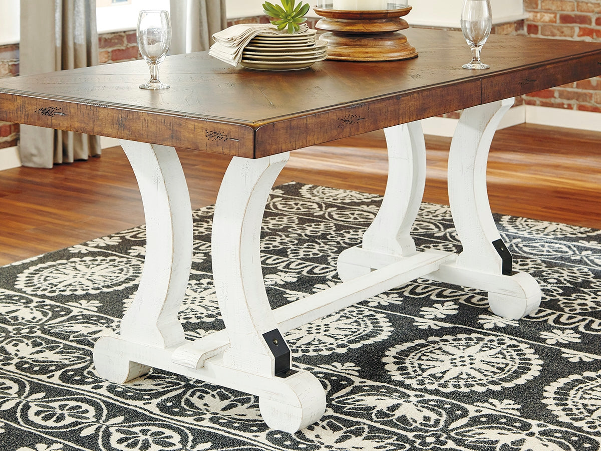 Elite Furniture Outlet - Ashley Furniture - Valebeck Dining Room - Rectangular Dining Room Table / White/Brown - D546-35