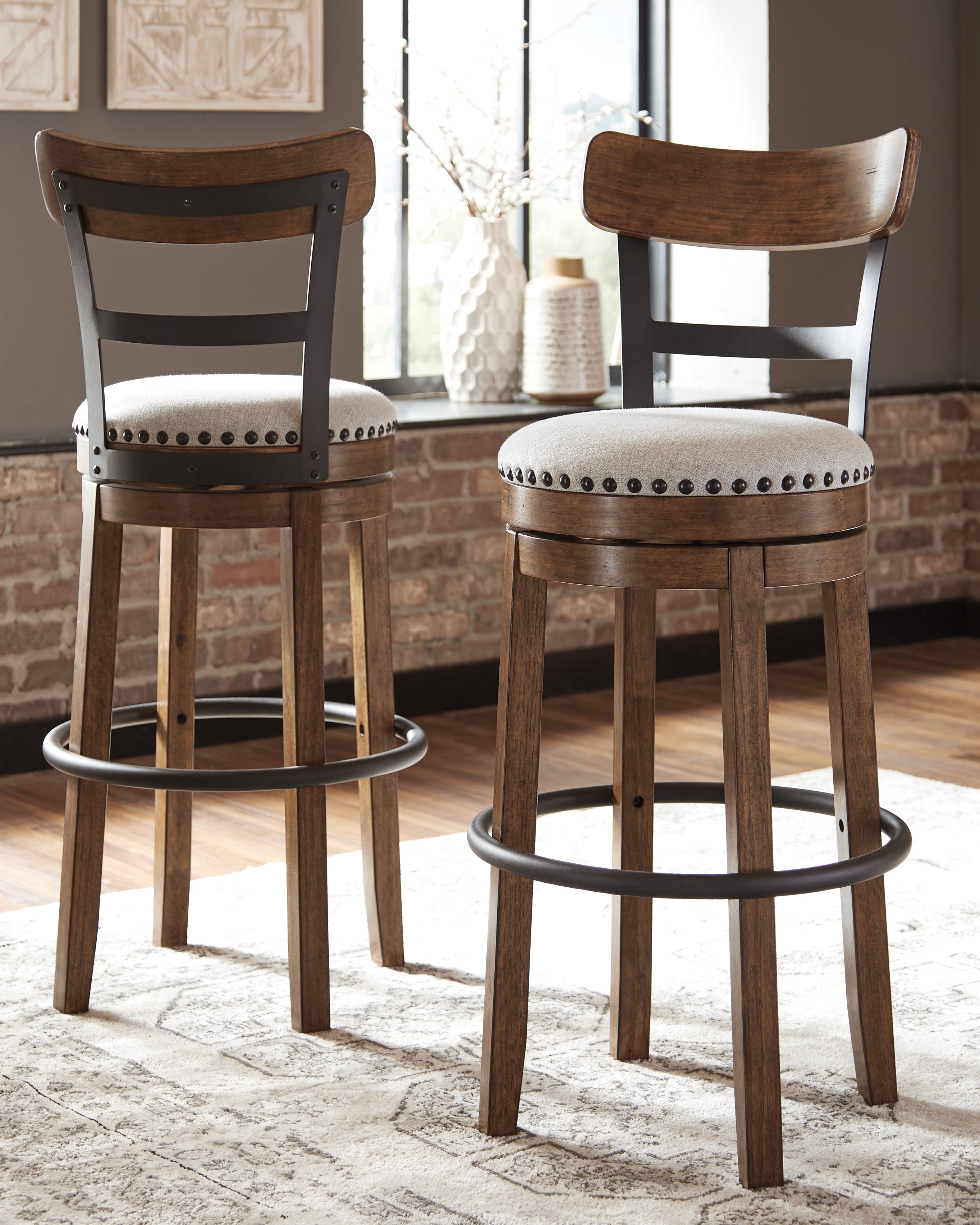 Elite Furniture Outlet - Ashley Furniture - Valebeck Dining Room - Tall UPH Swivel Barstool(1/CN) / Brown - D546-430