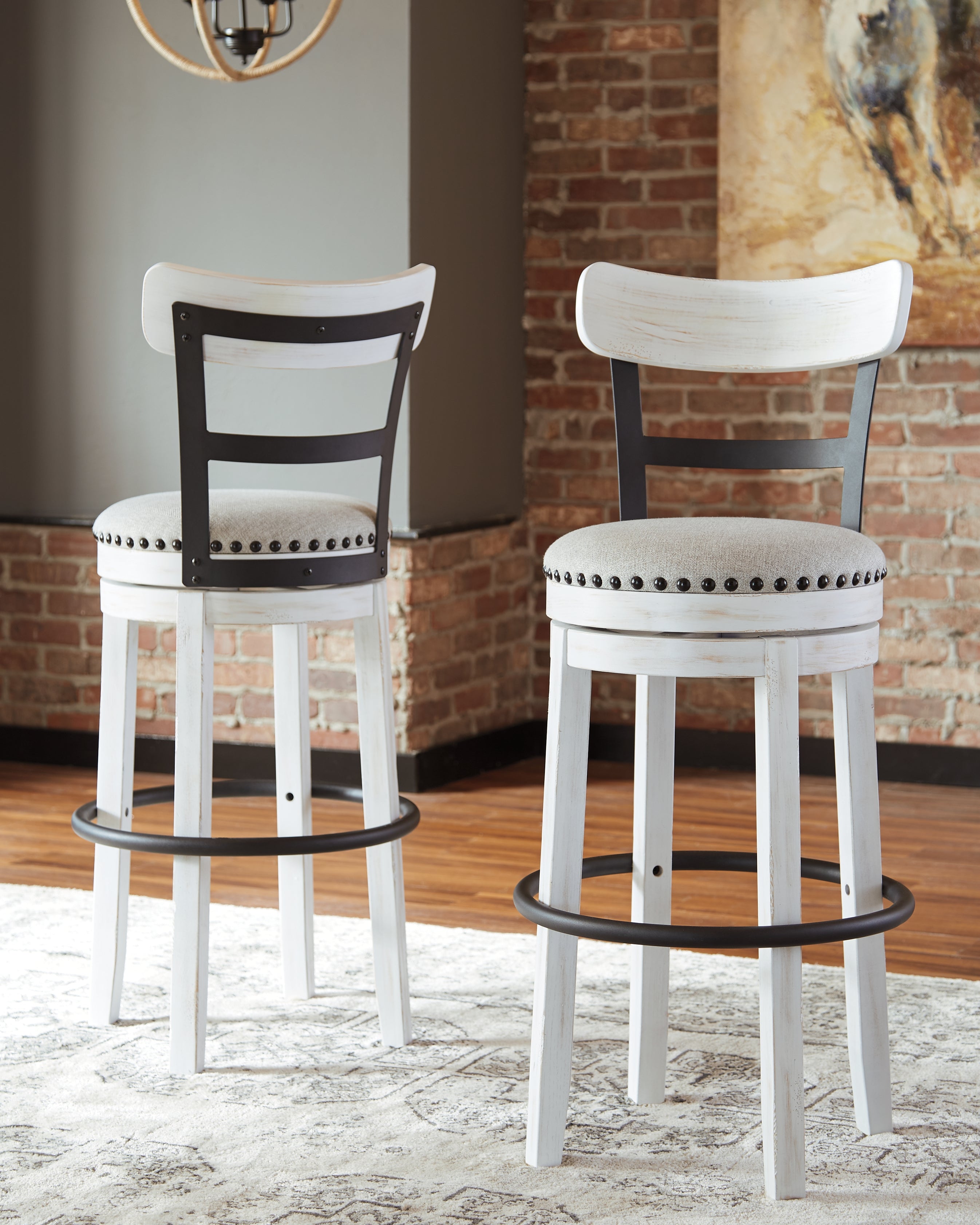 Elite Furniture Outlet - Ashley Furniture - Valebeck Dining Room - Tall UPH Swivel Barstool(1/CN) / White - D546-530