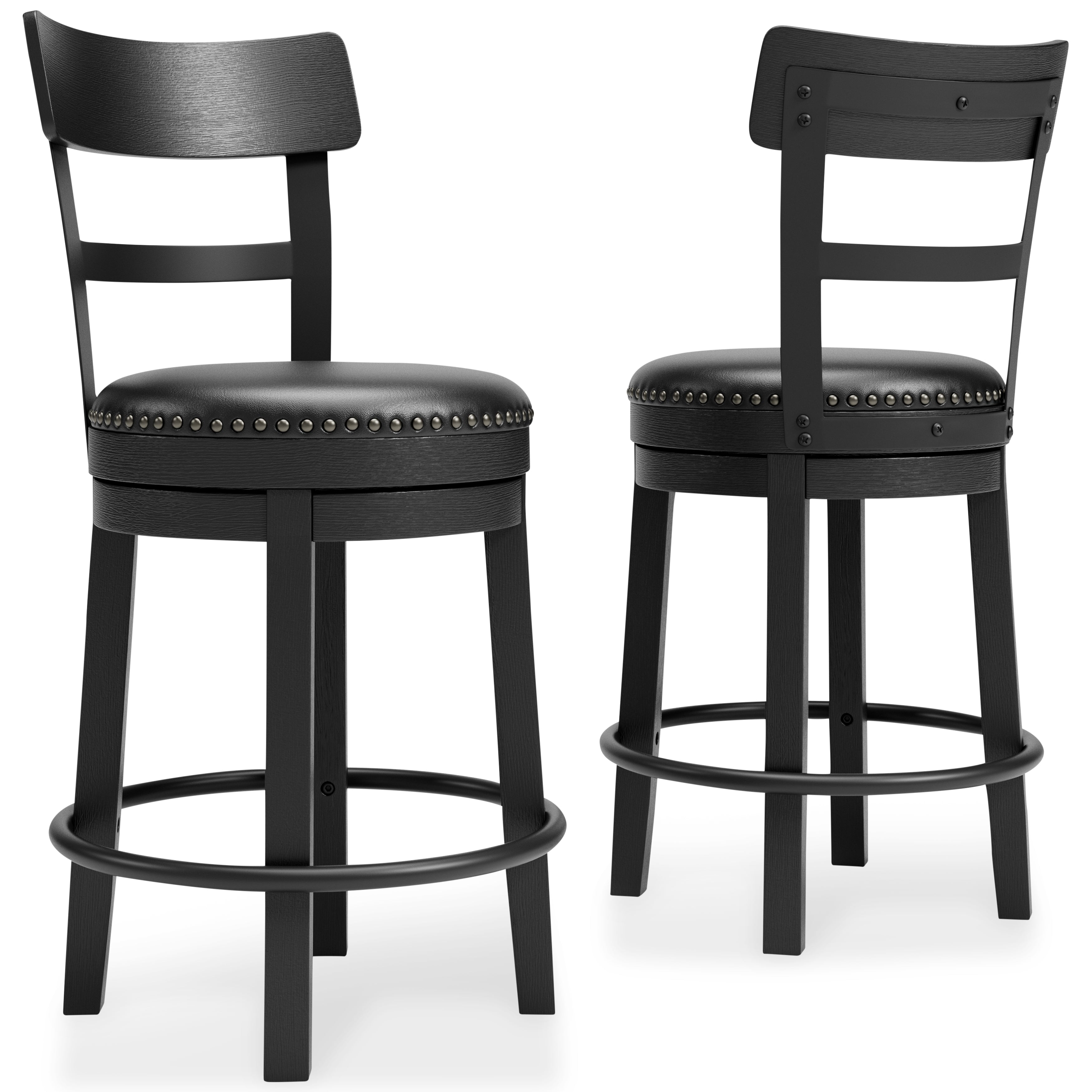 Elite Furniture Outlet - Ashley Furniture - Valebeck Dining Room - UPH Swivel Barstool (1/CN) / Black - D546-624