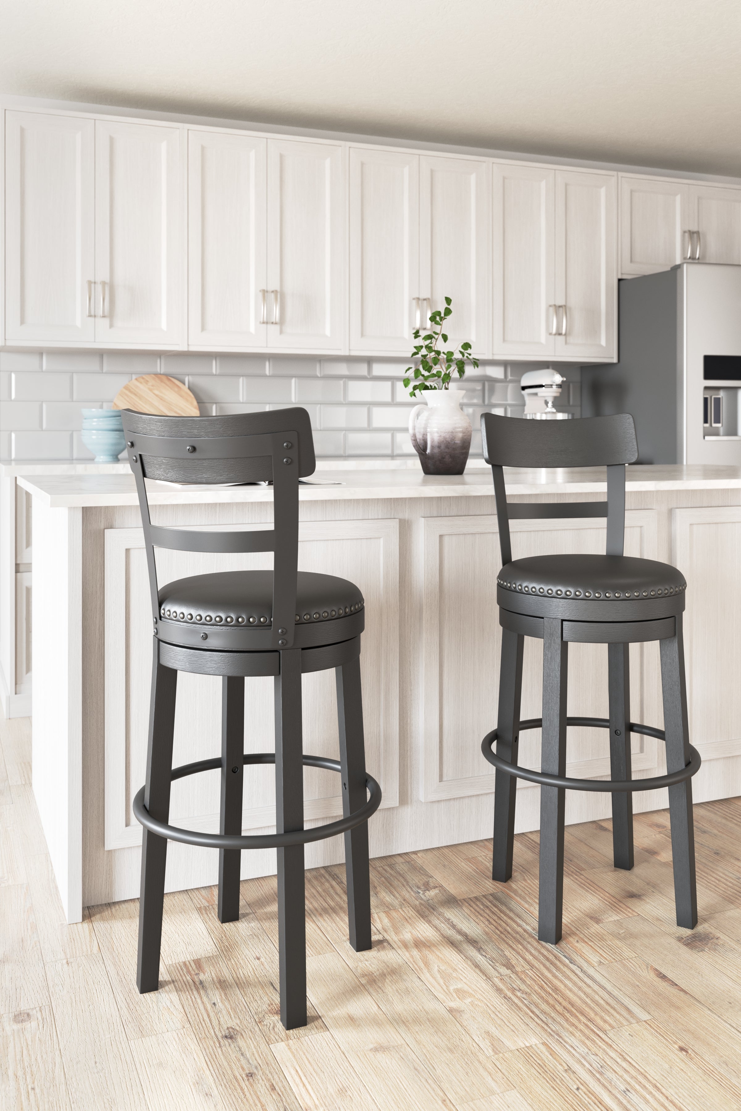 Elite Furniture Outlet - Ashley Furniture - Valebeck Dining Room - Bar Height Bar Stool (Set of 2) / Multi - D546-630X2