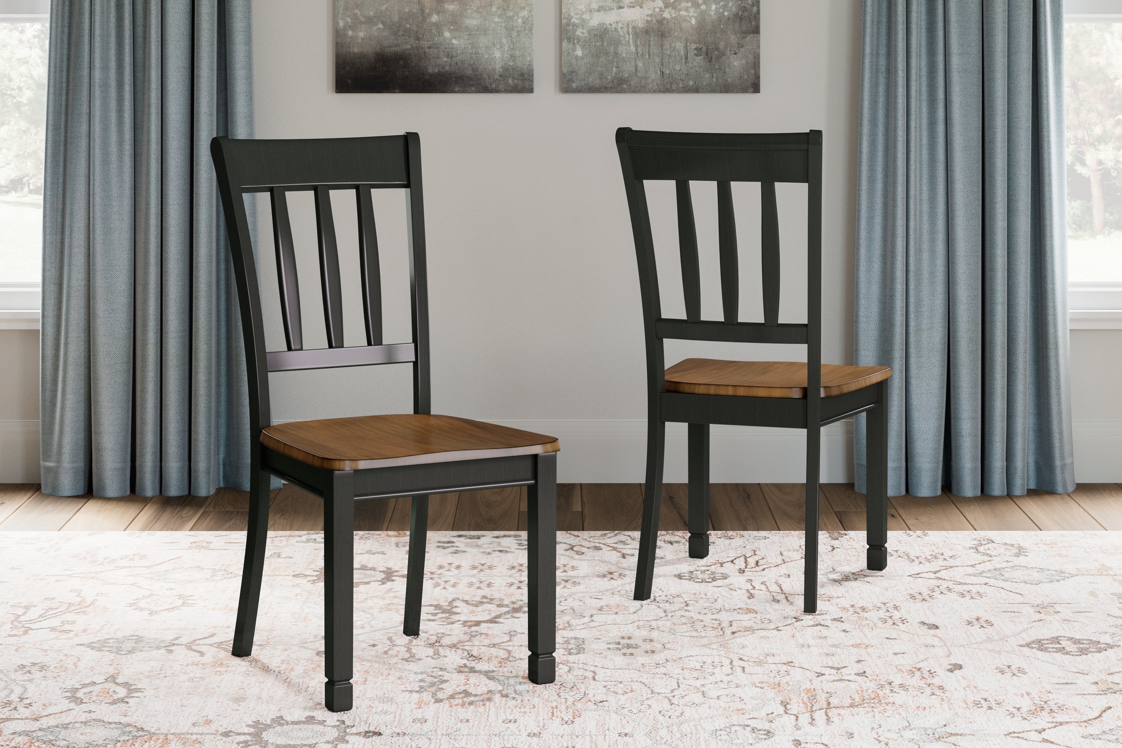 Elite Furniture Outlet - Ashley Furniture - Owingsville Dining Room - Dining Chair (Set of 2) / Black/Brown - D580-02X2