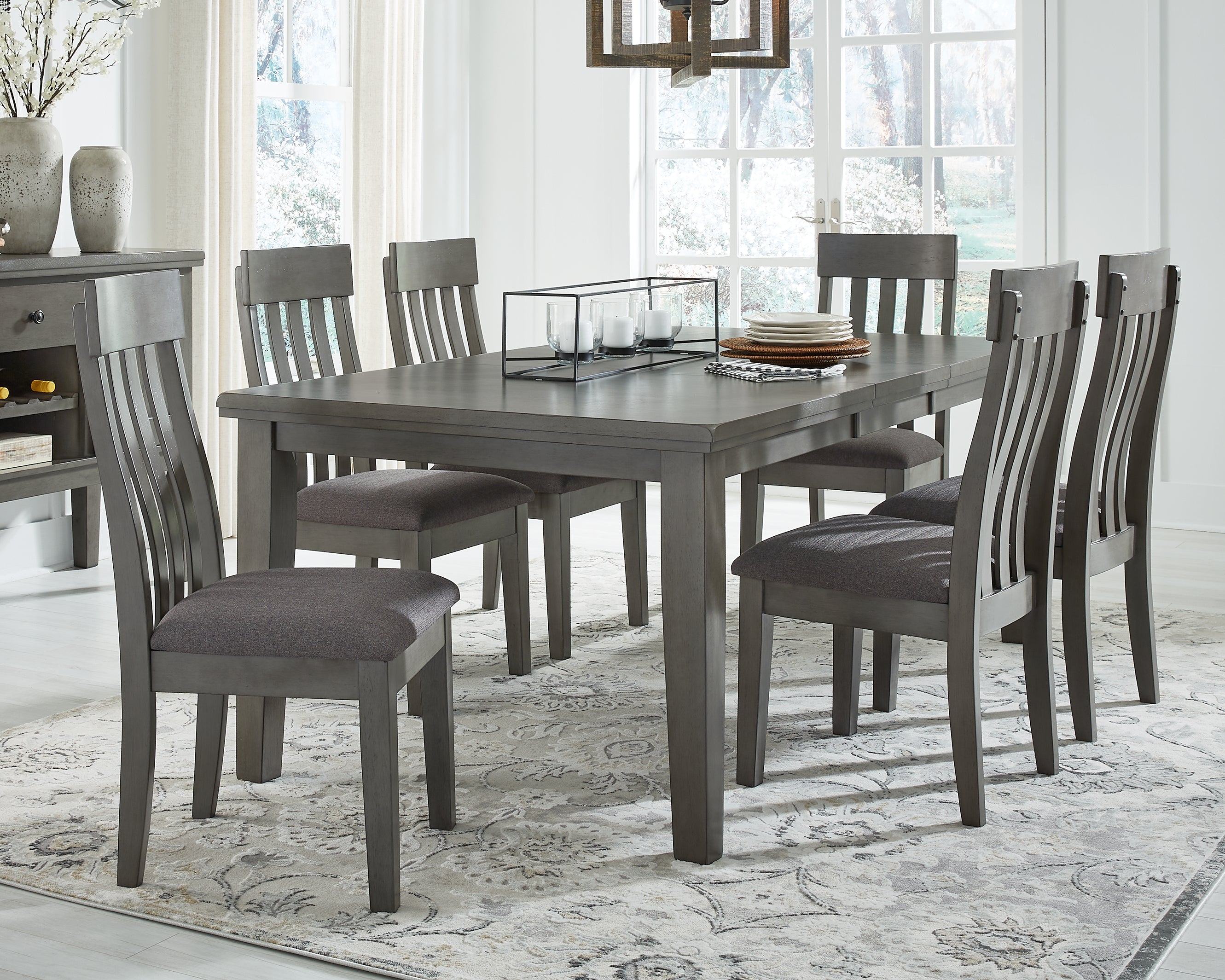 Elite Furniture Outlet - Ashley Furniture - Hallanden Dining Room - RECT DRM Butterfly EXT Table / Gray - D589-35
