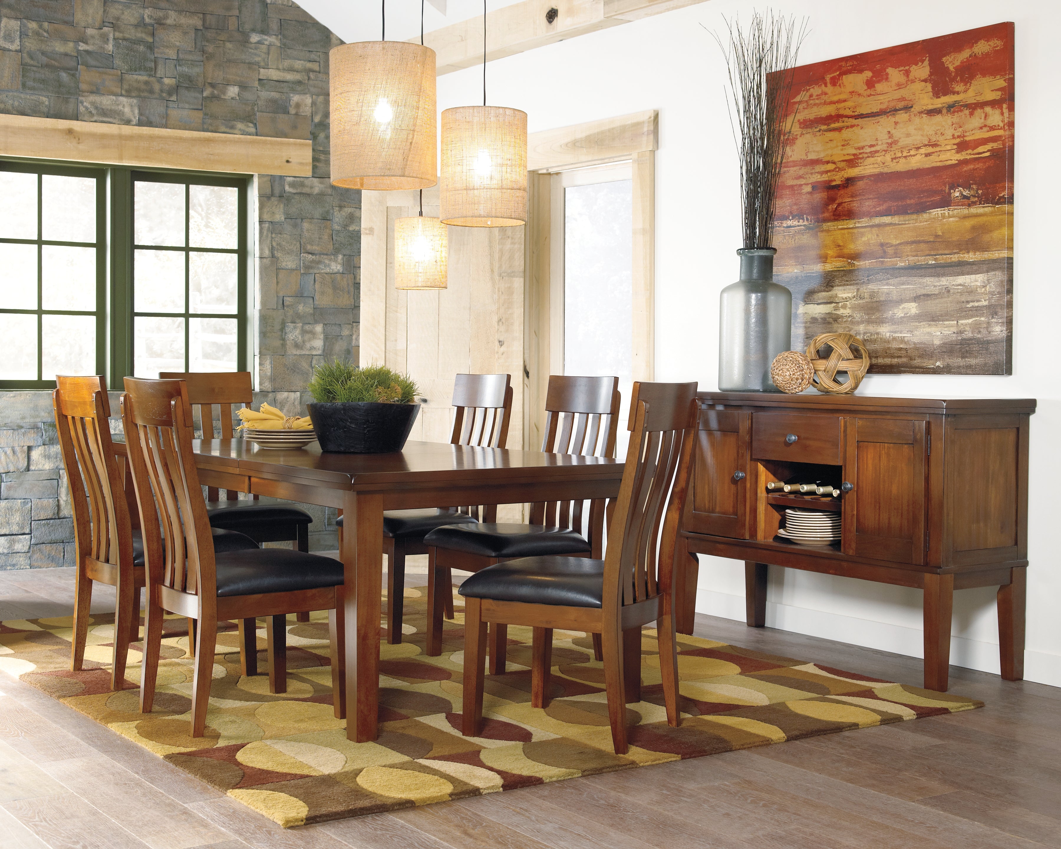 Elite Furniture Outlet - Ashley Furniture - Ralene Dining Room - RECT DRM Butterfly EXT Table / Medium Brown - D594-35