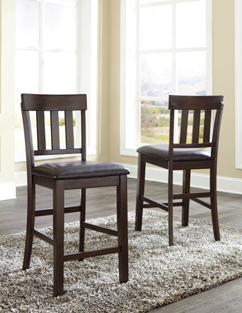 Elite Furniture Outlet - Ashley Furniture - Haddigan Dining Room - Counter Height Bar Stool (Set of 2) / Dark Brown - D596-124X2