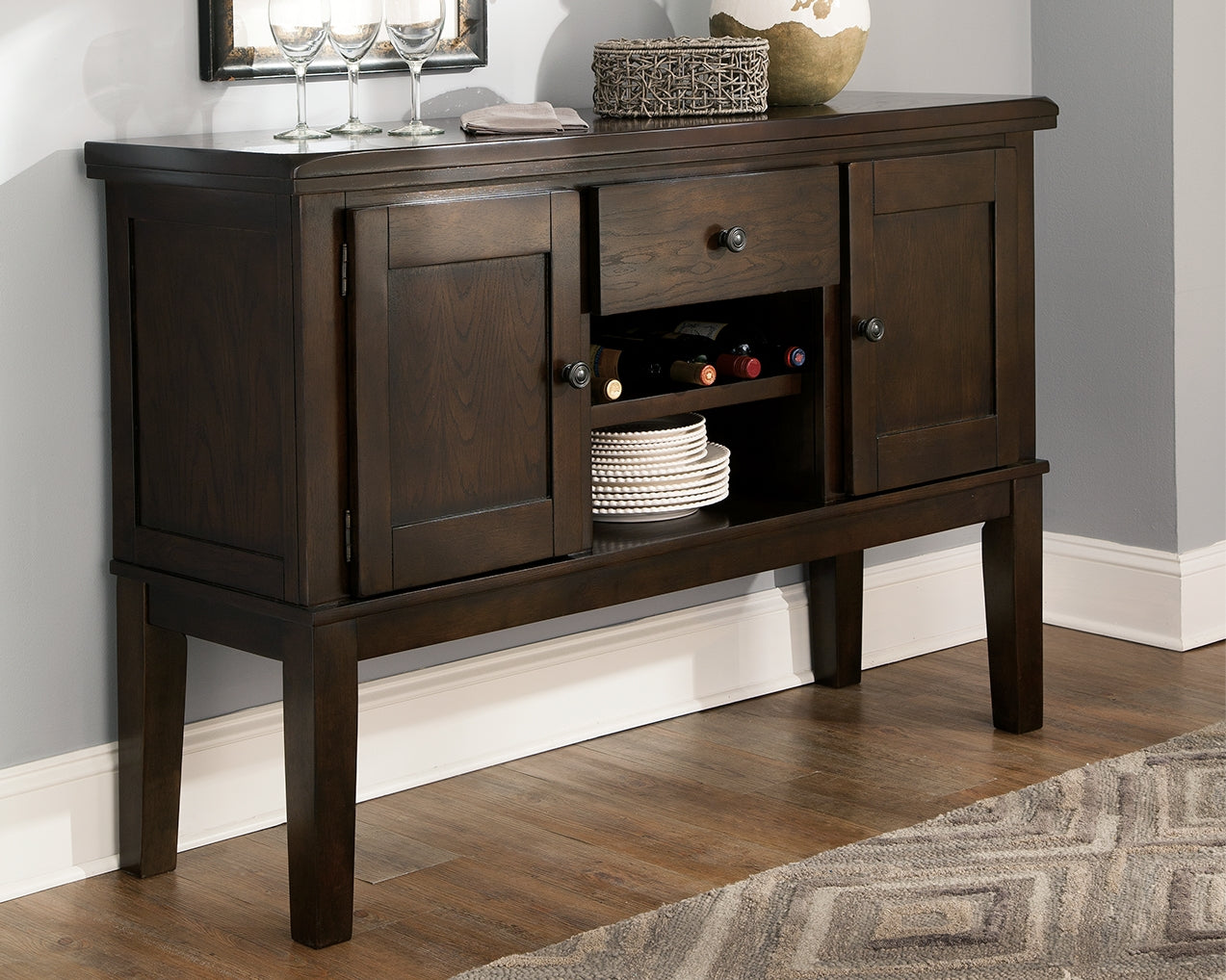 Elite Furniture Outlet - Ashley Furniture - Haddigan Dining Room - Dining Room Server / Dark Brown - D596-60