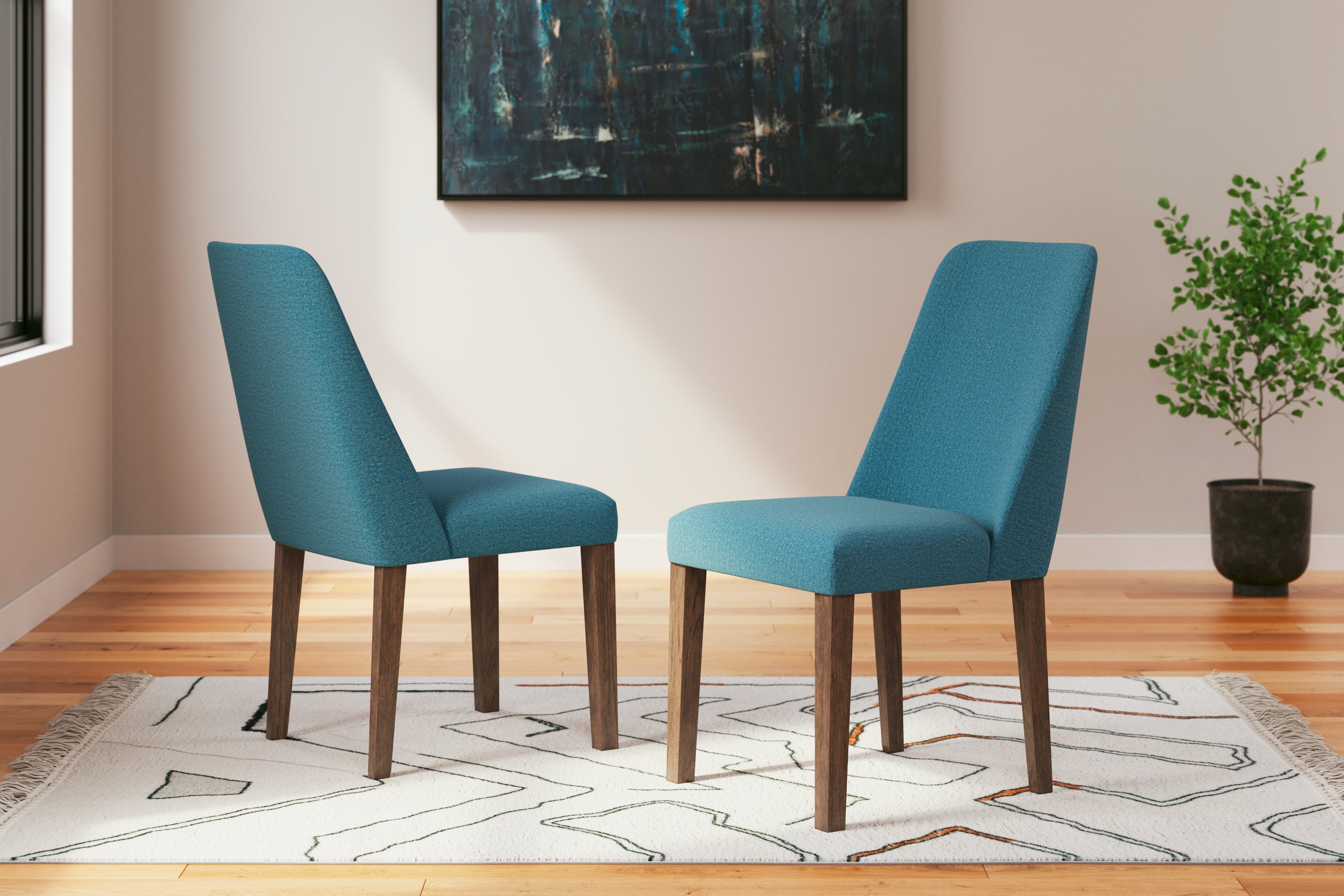 Elite Furniture Outlet - Ashley Furniture - Lyncott Dining Room - Dining Chair (Set of 2) / Blue/Brown - D615-03X2