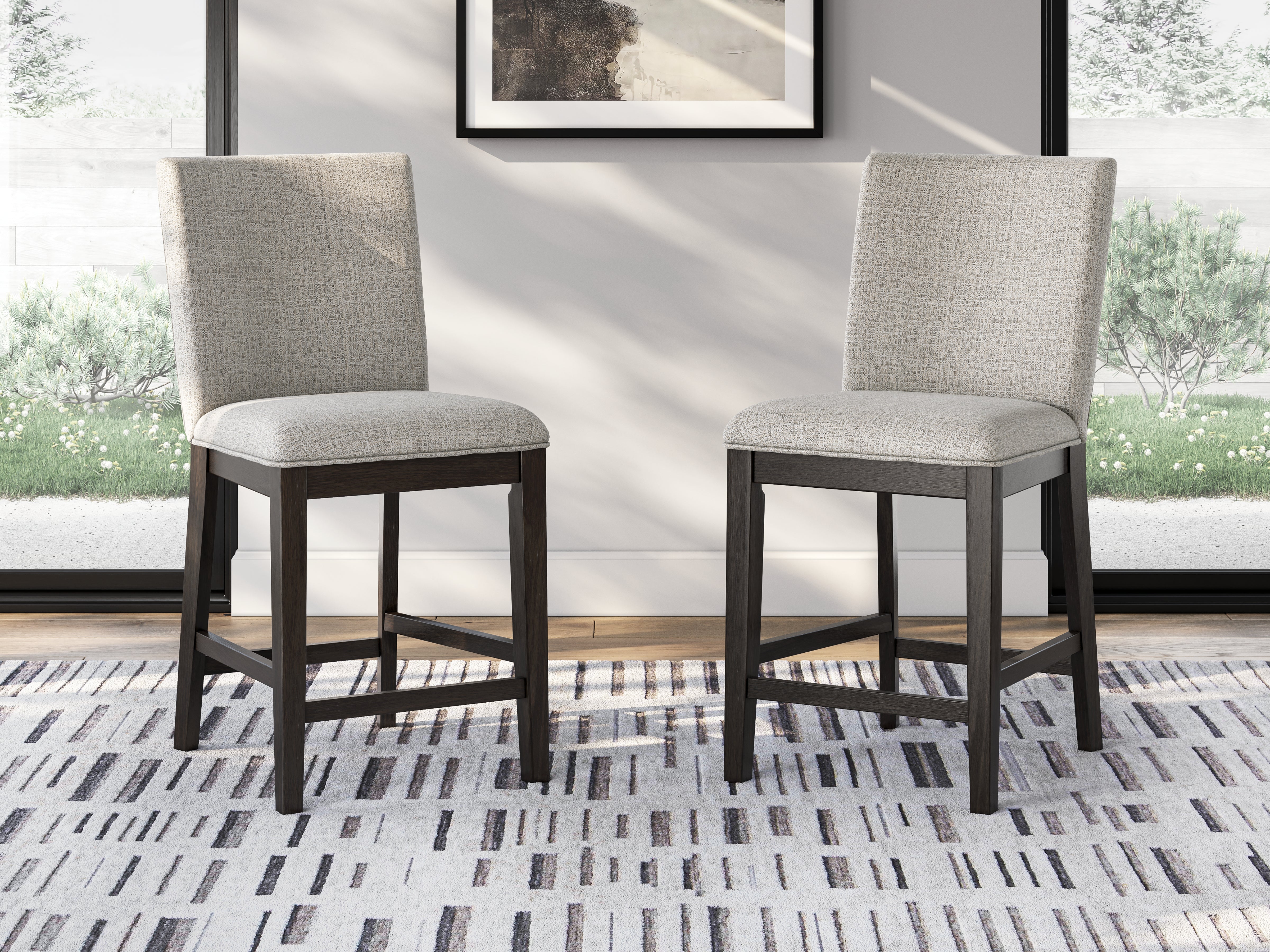 Elite Furniture Outlet - Ashley Furniture - Neymorton Dining Room - Counter Height Barstool (Set of 2) / Dark Grayish Brown - D618-124X2