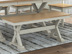 Elite Furniture Outlet - Ashley Furniture - Purlaney 48" Dining Bench - Large Dining Room Bench / Antique White/Natural / 48"W x 16"D x 19"H - PCD627-00