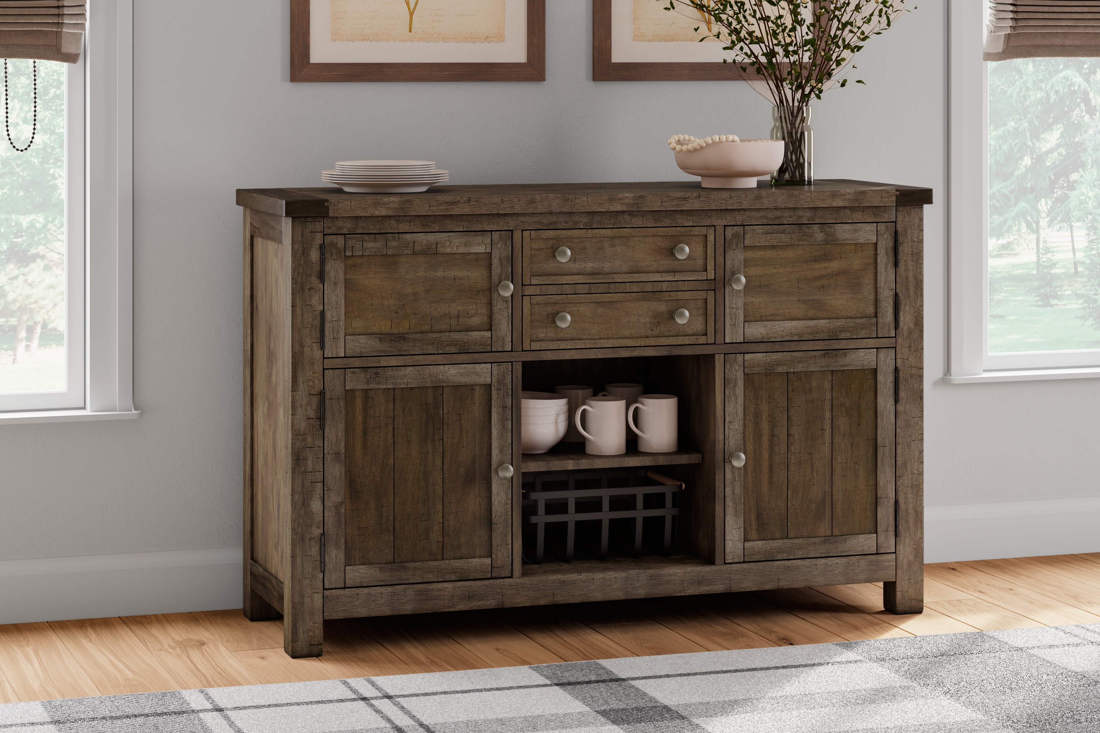 Elite Furniture Outlet - Ashley Furniture - Moriville Dining Room - Dining Room Server / Grayish Brown - D631-60