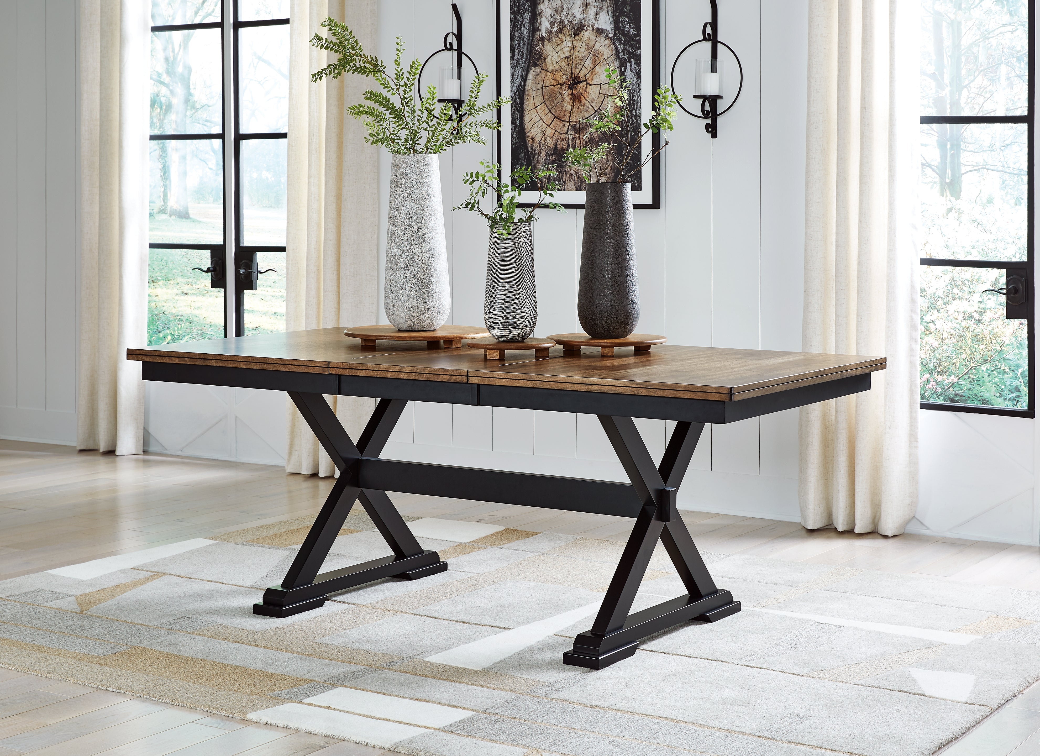 Elite Furniture Outlet - Ashley Furniture - Wildenauer Dining Room - RECT Dining Room EXT Table / Brown/Black / 40"W x 78"D x 30"H - D634-35