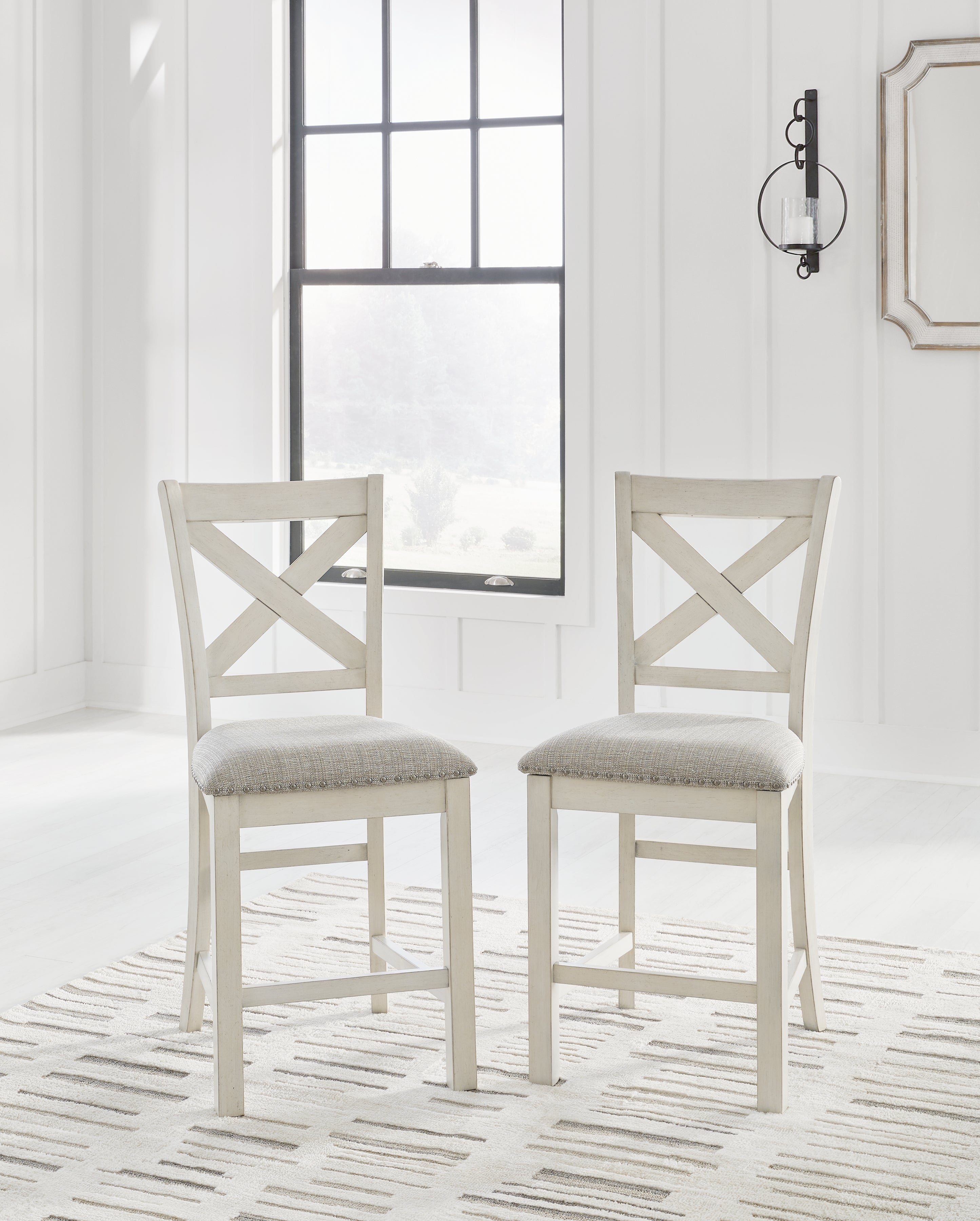 Elite Furniture Outlet - Ashley Furniture - Robbinsdale Dining Room - Barstool (Set of 2) / Antique White - D642-124X2