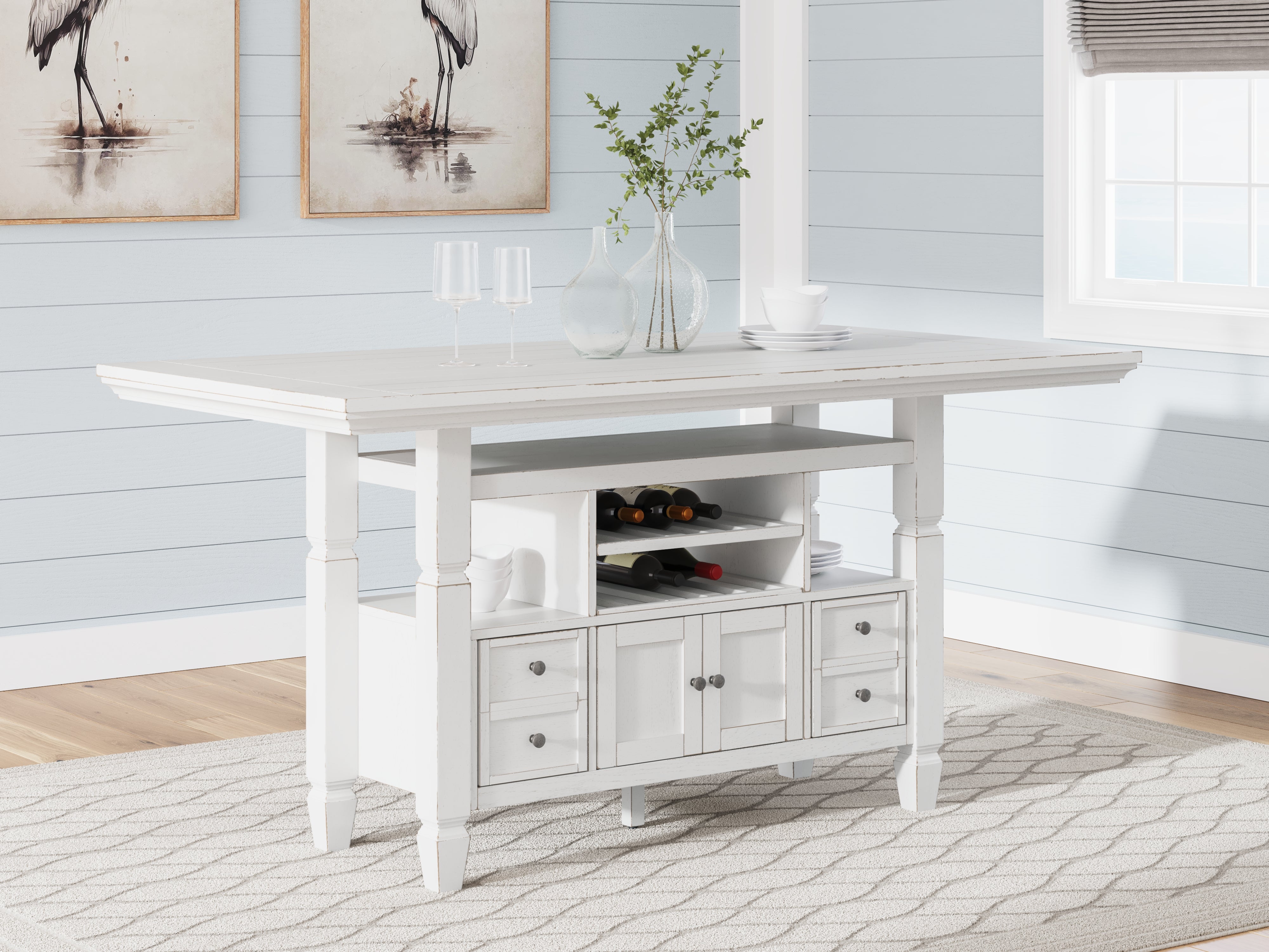 Elite Furniture Outlet - Ashley Furniture - Robbinsdale Dining Room - Counter Height Dining Table / Antique White - D642D7