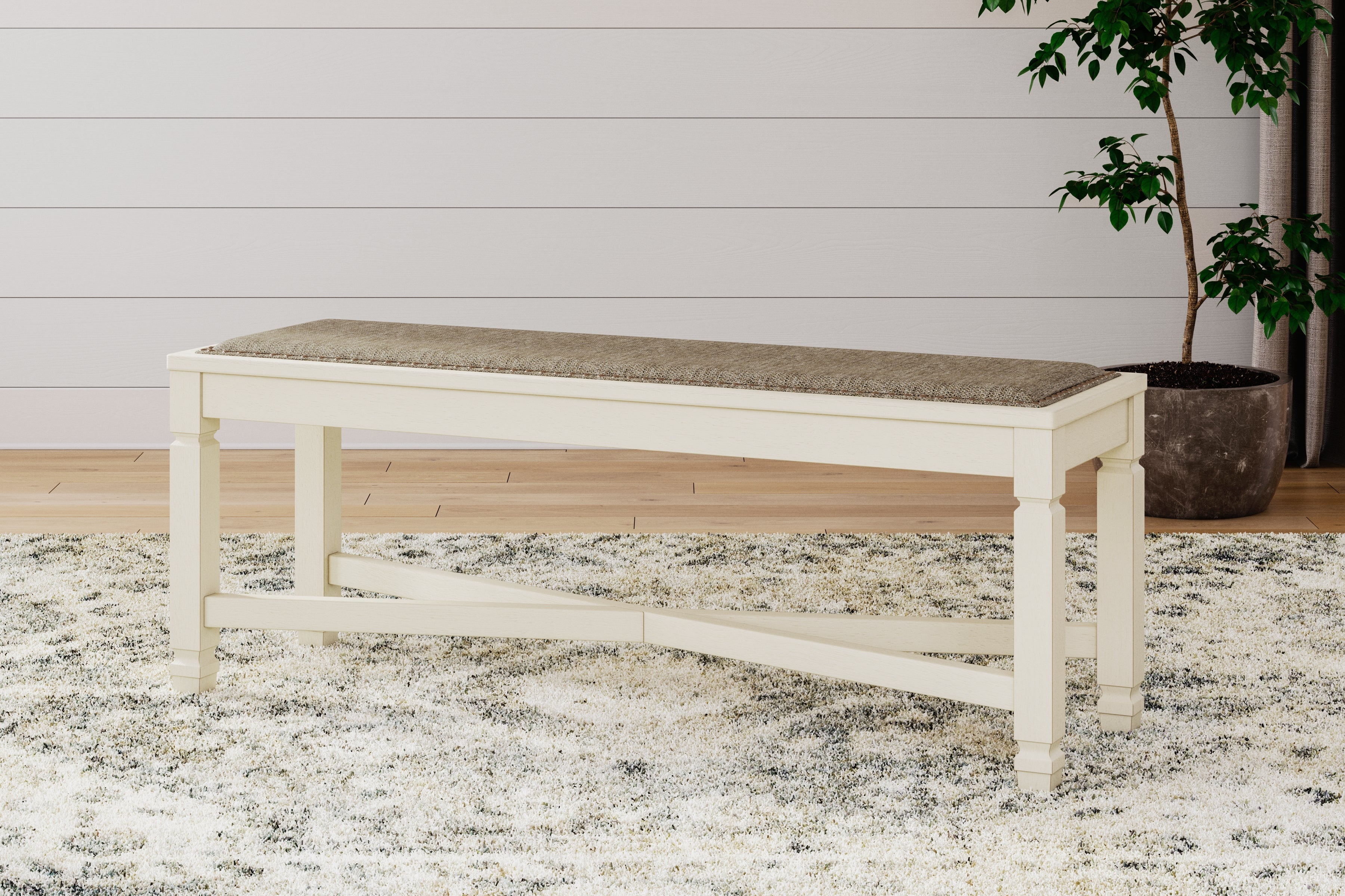 Elite Furniture Outlet - Ashley Furniture - Bolanburg Dining Bench - Large UPH Dining Room Bench / Two-tone / 50"W x 15"D x 20"H - D647-00