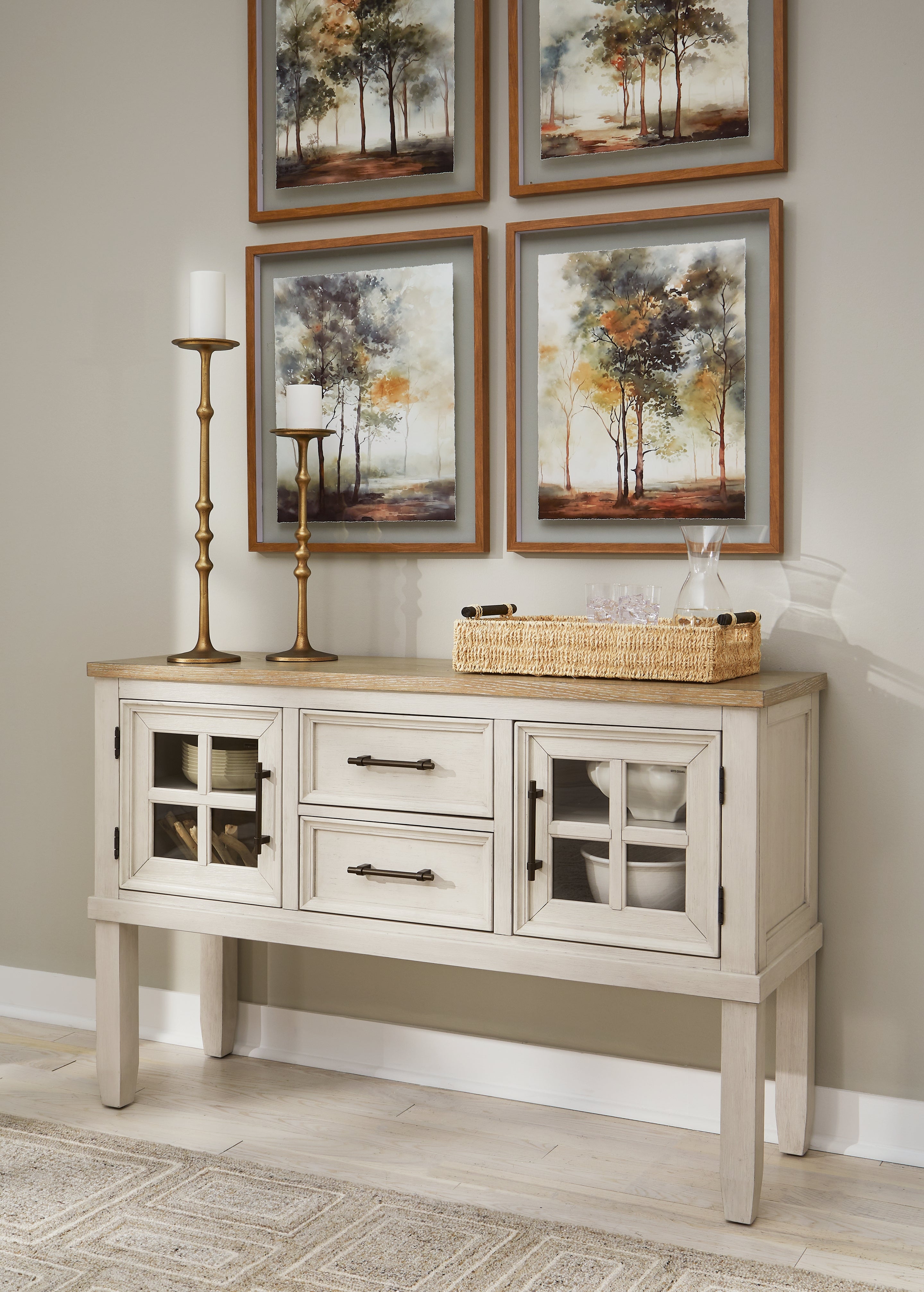 Elite Furniture Outlet - Ashley Furniture - Shaybrock Dining Room - Dining Room Server / Antique White/Brown - D683-60
