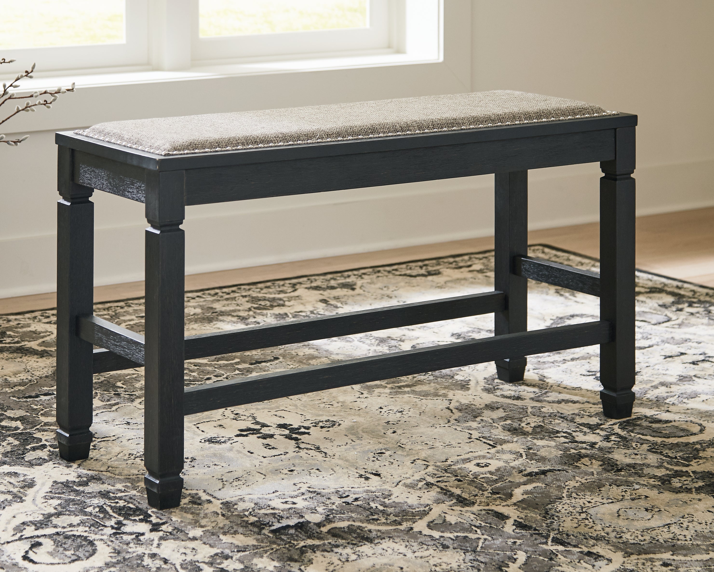 Elite Furniture Outlet - Ashley Furniture - Tyler Creek Dining Room - DBL Counter UPH Bench (1/CN) / Antique Black / 42"W x 15"D x 24"H - D736-09