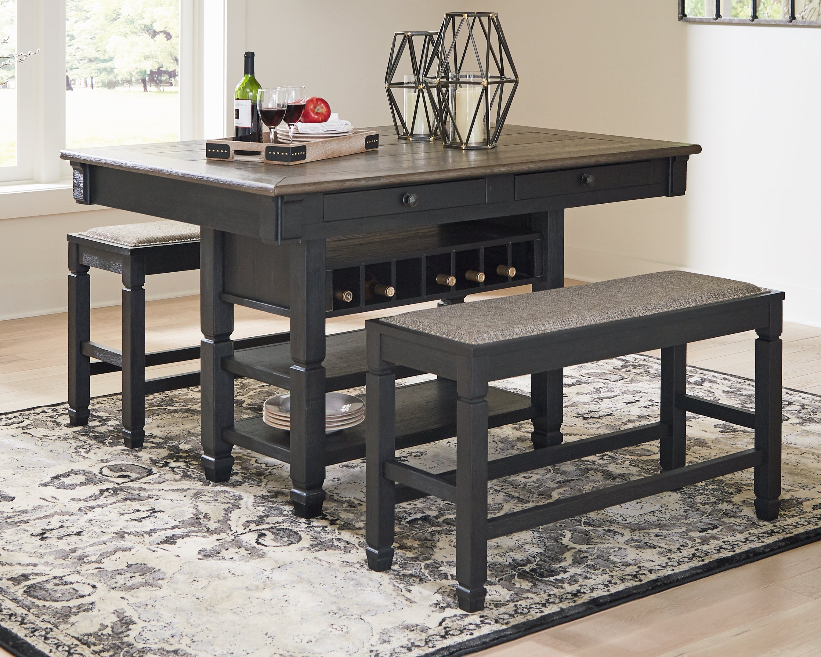 Elite Furniture Outlet - Ashley Furniture - Tyler Creek Dining Room - RECT Dining Room Counter Table / Black/Gray / 60"W x 40"D x 36"H - D736-32