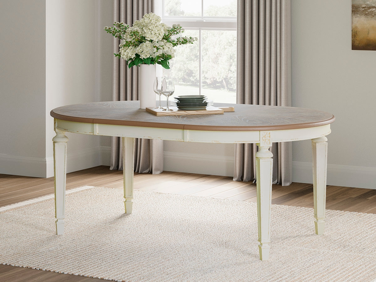 Elite Furniture Outlet - Ashley Furniture - Realyn Dining Room - Oval Dining Room EXT Table / Chipped White - D743-35