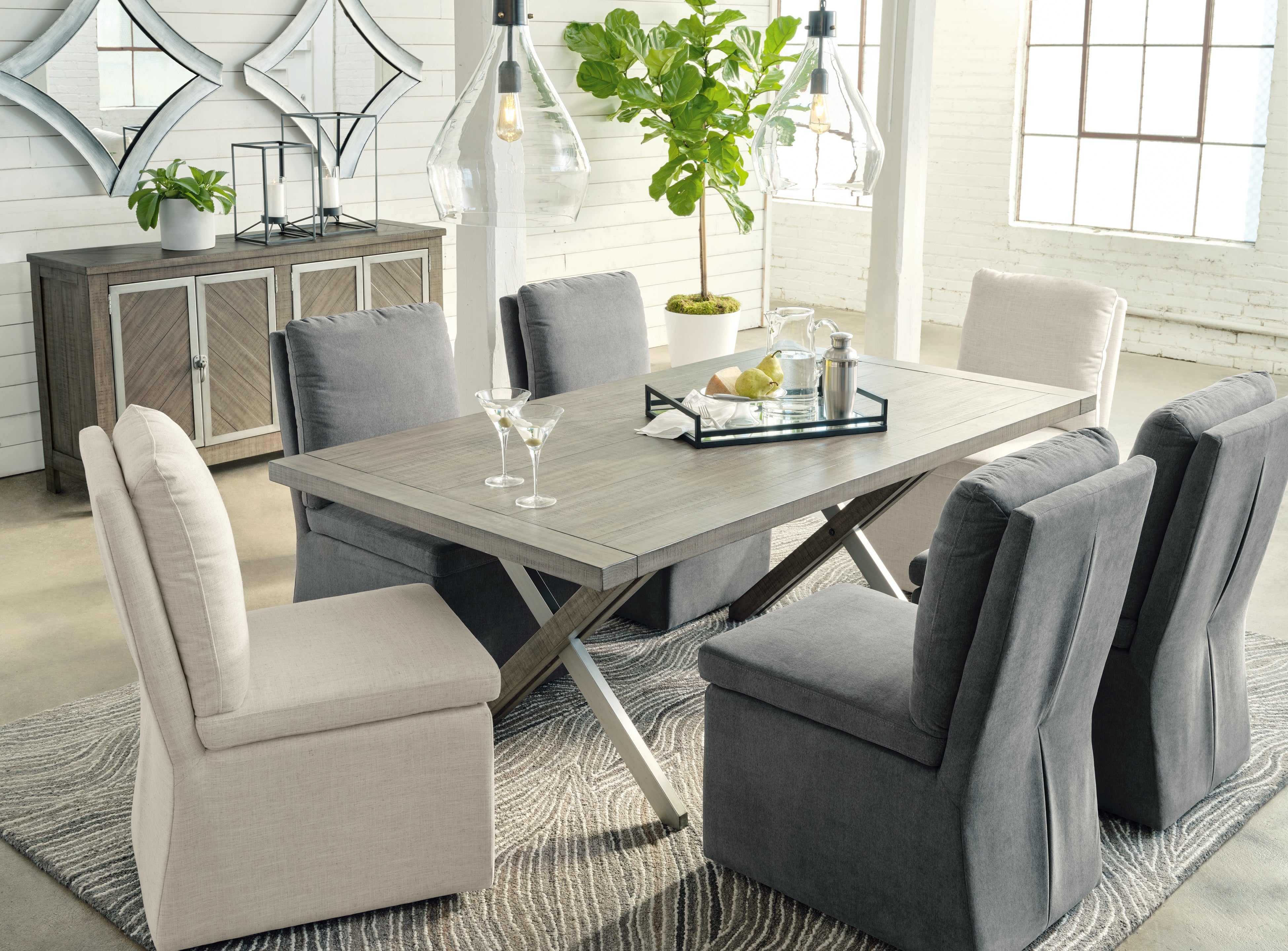 Elite Furniture Outlet - Ashley Furniture - Krystanza Dining Room - Rectangular Dining Room Table / Weathered Gray - D766-25
