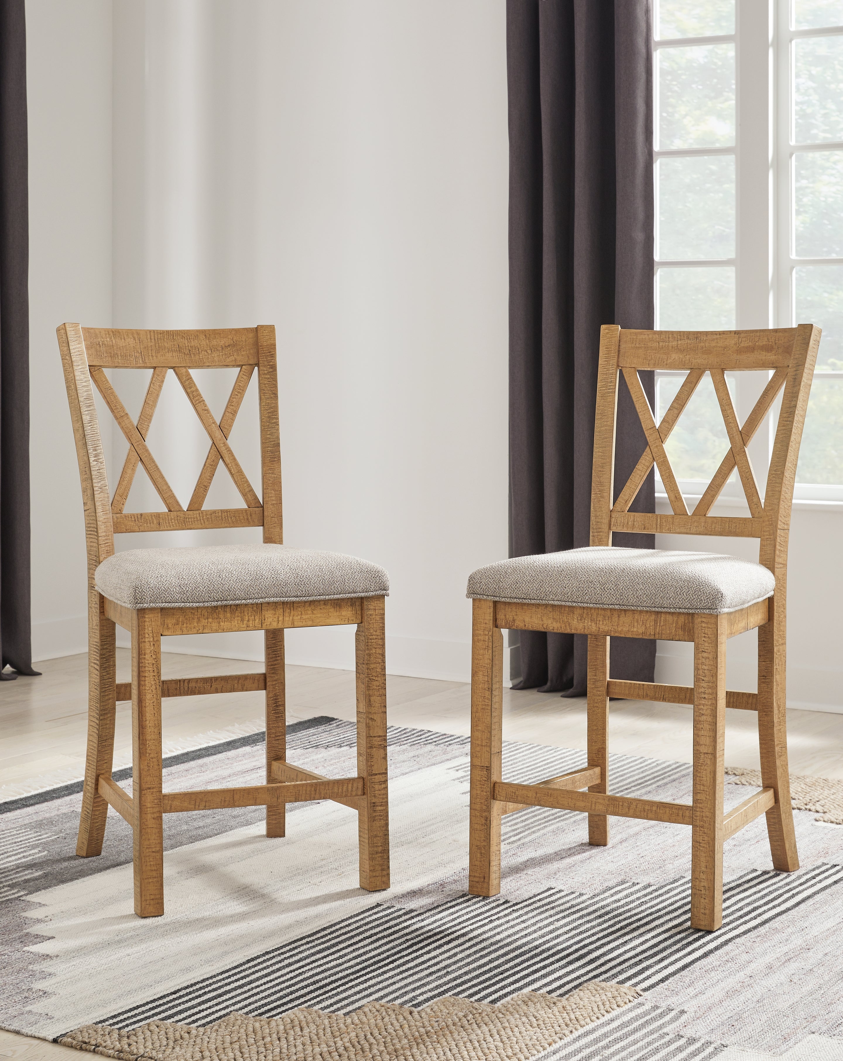 Elite Furniture Outlet - Ashley Furniture - Havonplane Dining Room - Barstool (Set of 2) / Brown - D773-124X2