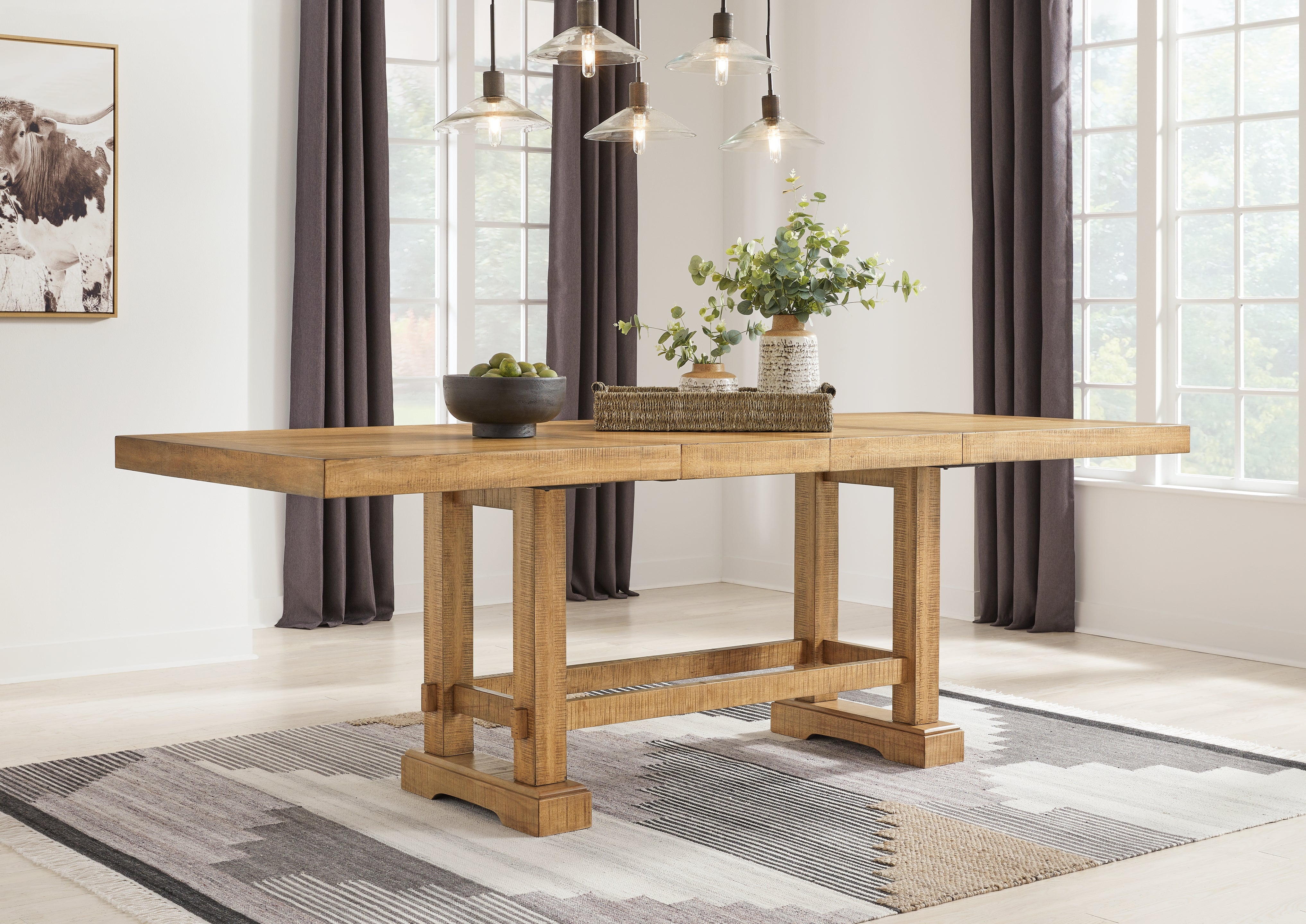 Elite Furniture Outlet - Ashley Furniture - Havonplane Dining Room - RECT DRM Counter EXT Table / Brown - D773-32
