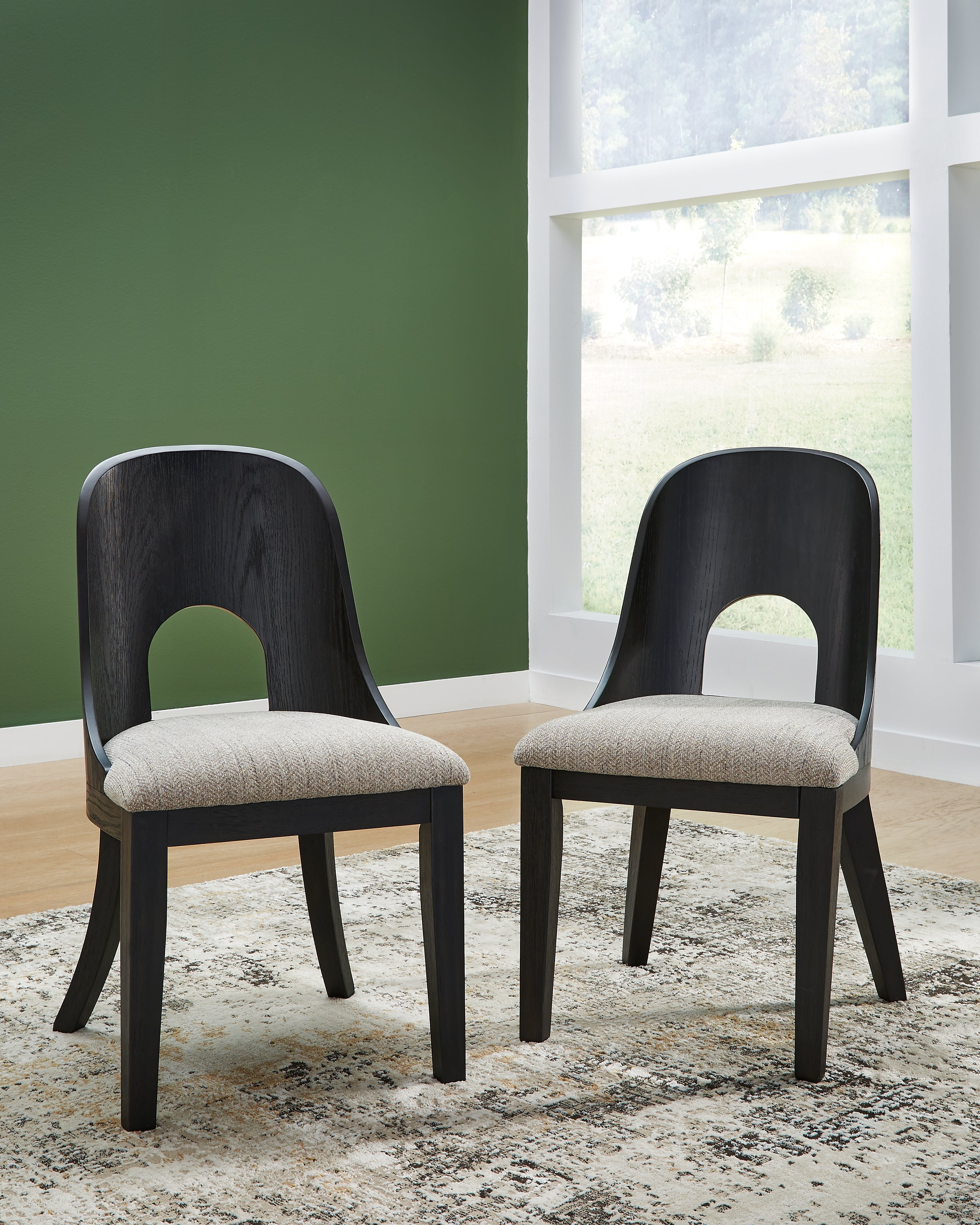 Elite Furniture Outlet - Ashley Furniture - Rowanbeck Dining Room - Dining Chair (Set of 2) / Black - D821-01X2