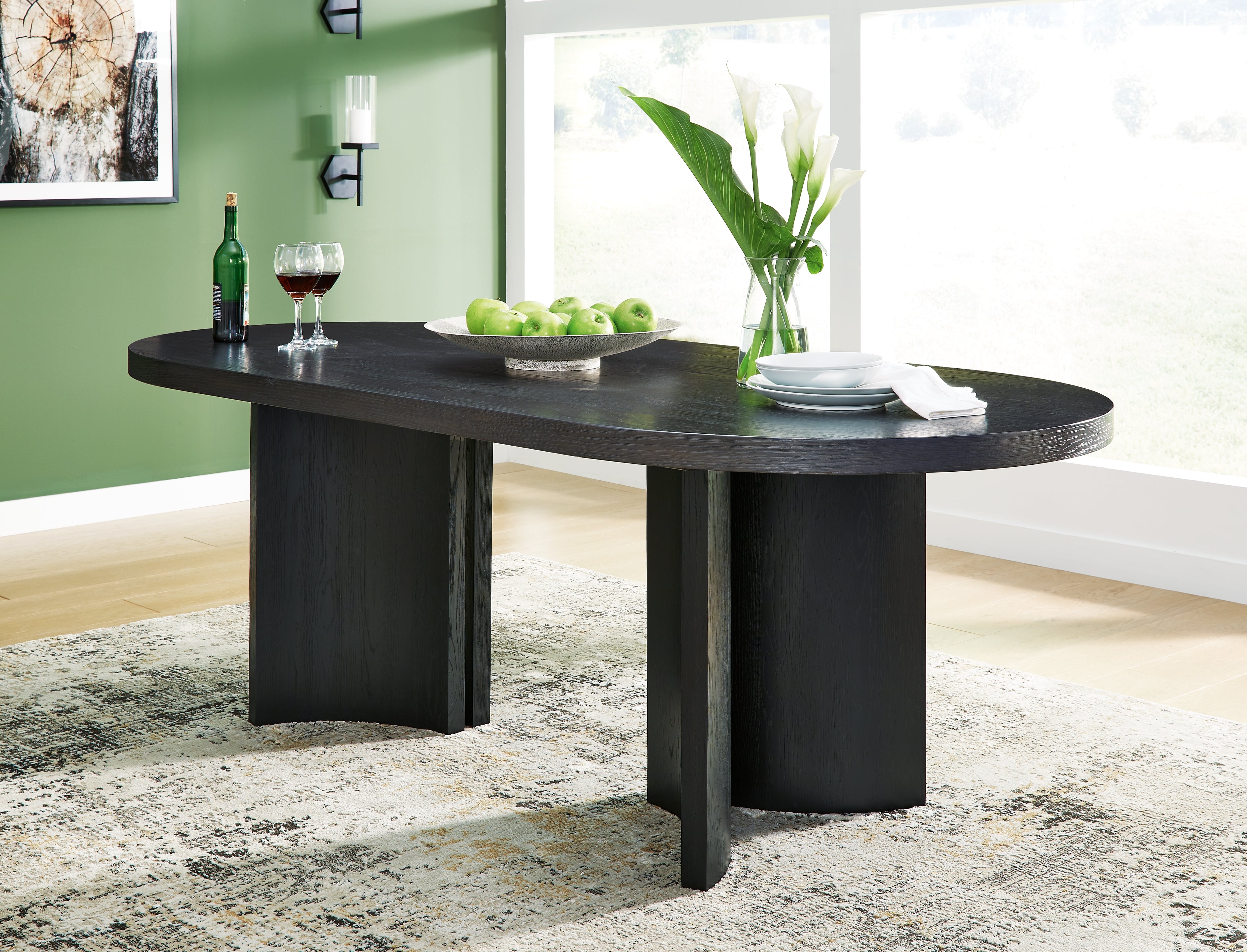 Elite Furniture Outlet - Ashley Furniture - Rowanbeck Dining Room - Oval Dining Room Table / Black - D821-25