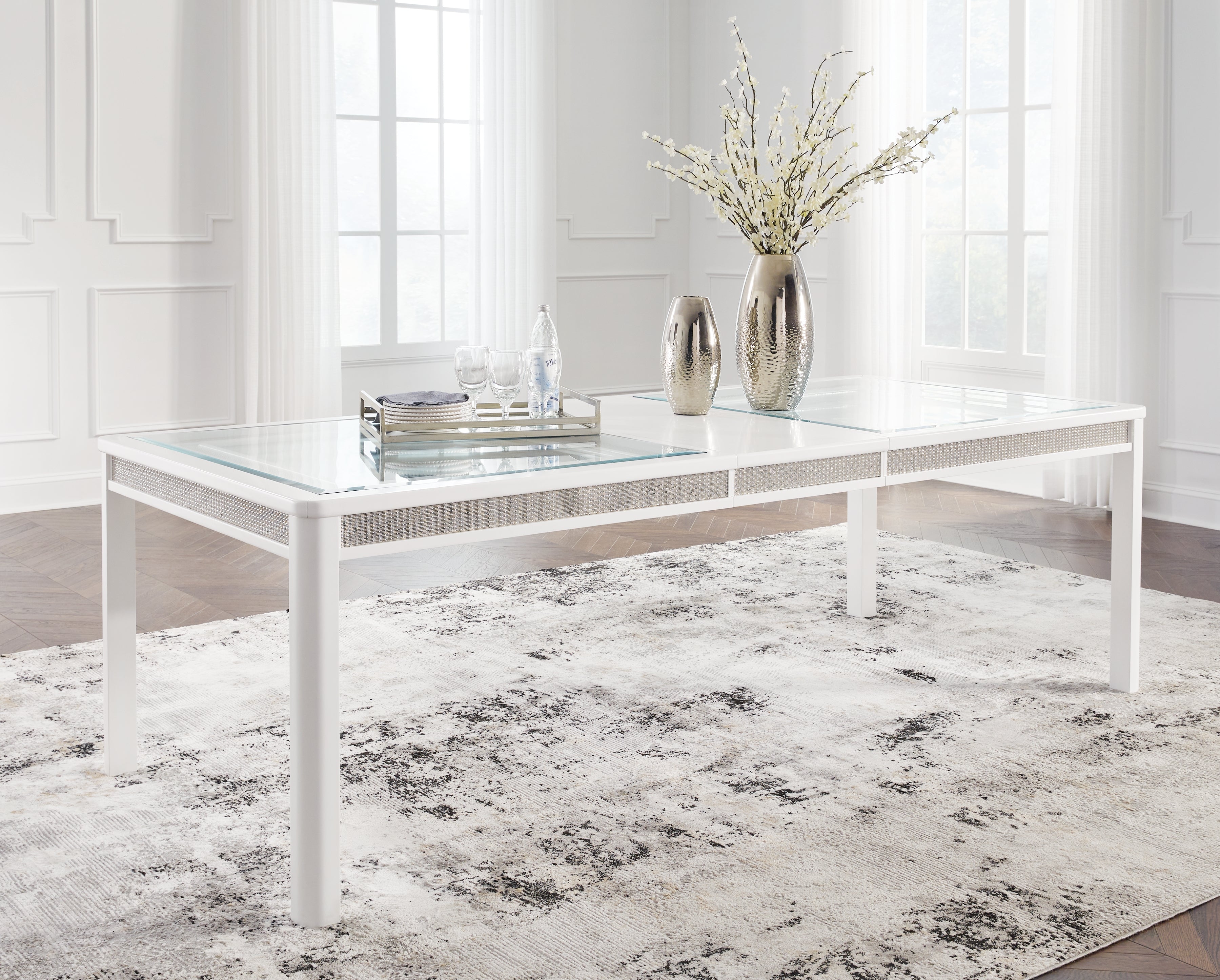 Elite Furniture Outlet - Ashley Furniture - Chalanna Dining Room - RECT Dining Room EXT Table / White - D822-35