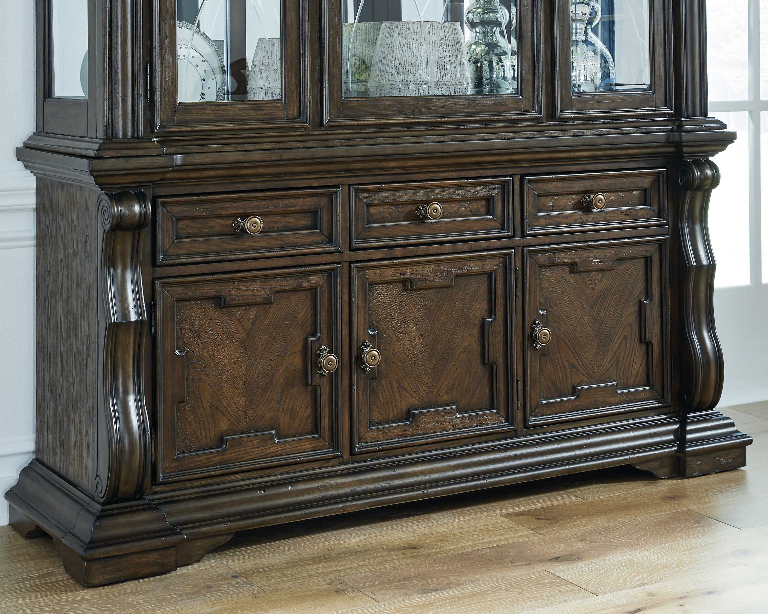Elite Furniture Outlet - Ashley Furniture - Maylee Dining Room - Dining Room Buffet / Dark Brown / 72"W x 21"D x 34"H - D947-80