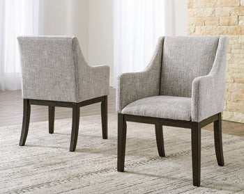 Elite Furniture Outlet - Ashley Furniture - Burkhaus Dining Room - Dining Arm Chair (Set of 2) / Dark Brown - D984-01AX2