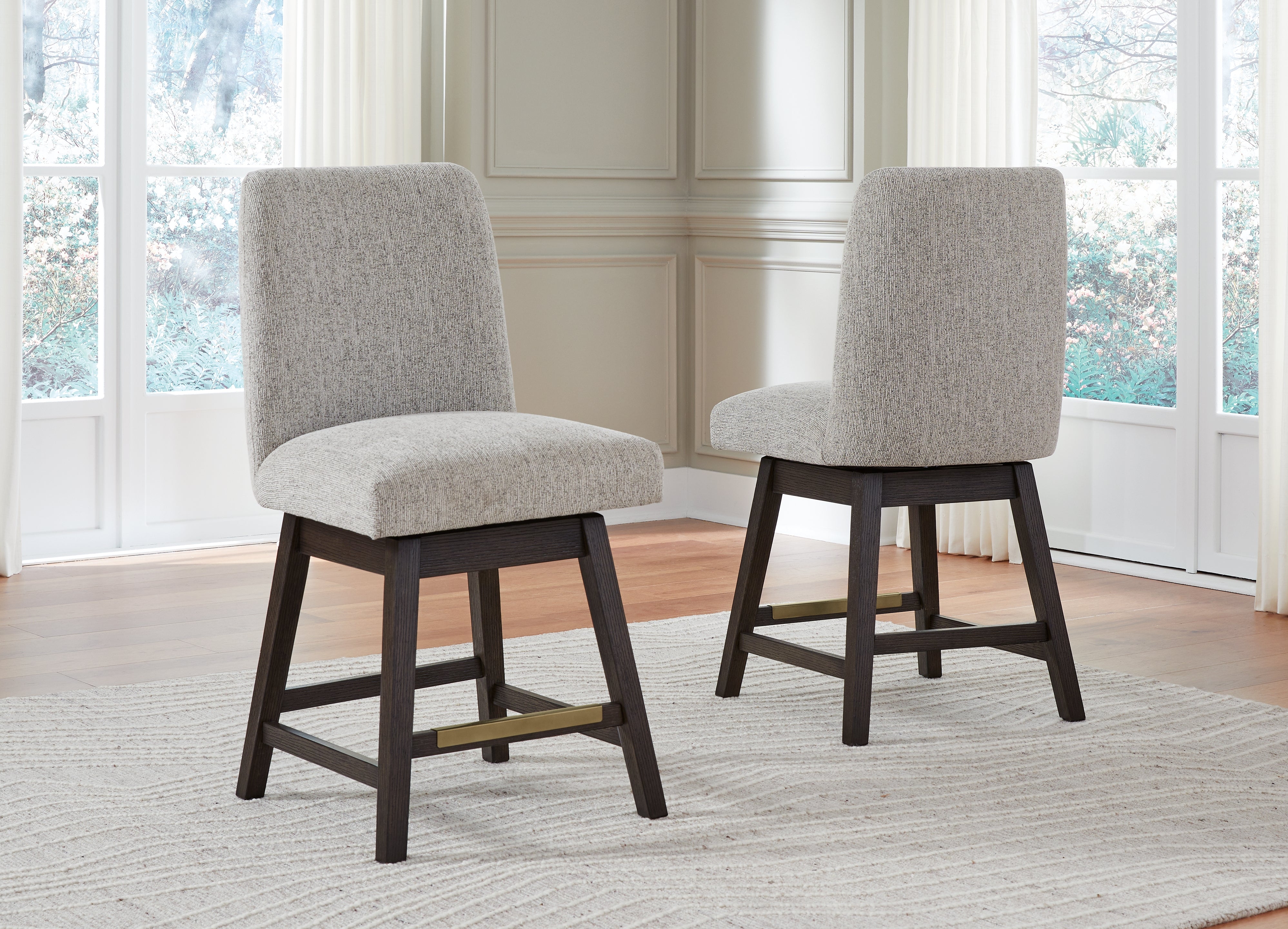 Elite Furniture Outlet - Ashley Furniture - Burkhaus Dining Room - Counter Height Barstool (Set of 2) / Dark Brown - D984-124X2
