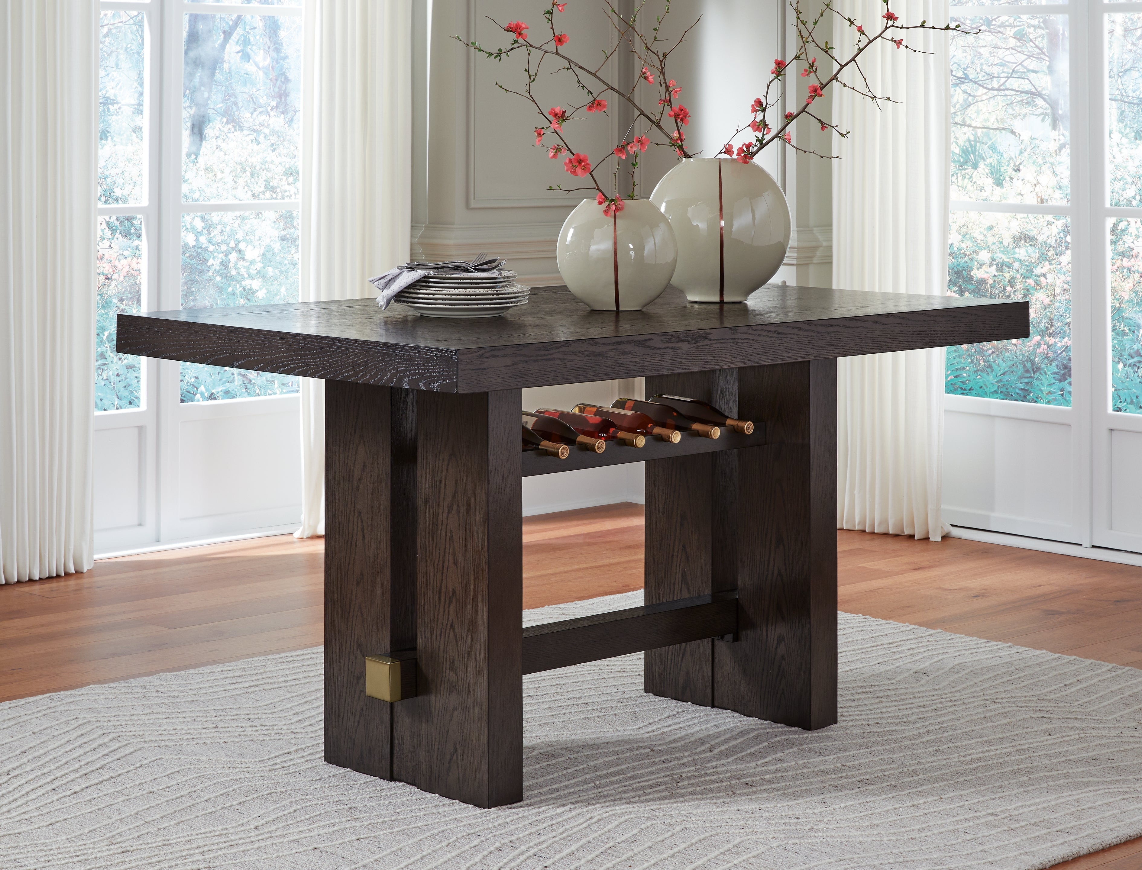 Elite Furniture Outlet - Ashley Furniture - Burkhaus Dining Room - RECT Dining Room Counter Table / Dark Brown - D984-32