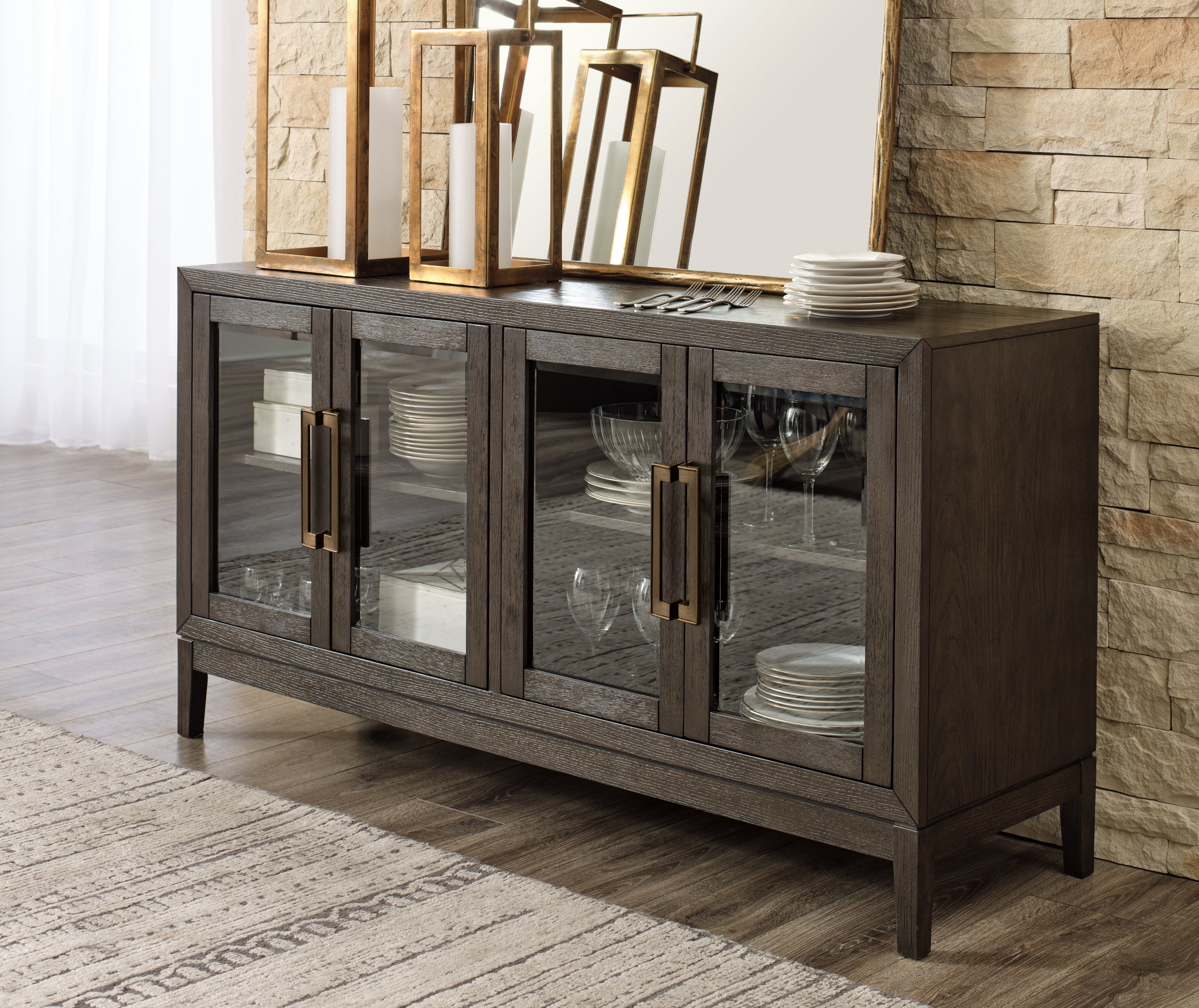 Elite Furniture Outlet - Ashley Furniture - Burkhaus Dining Room - Dining Room Server / Dark Brown - D984-60
