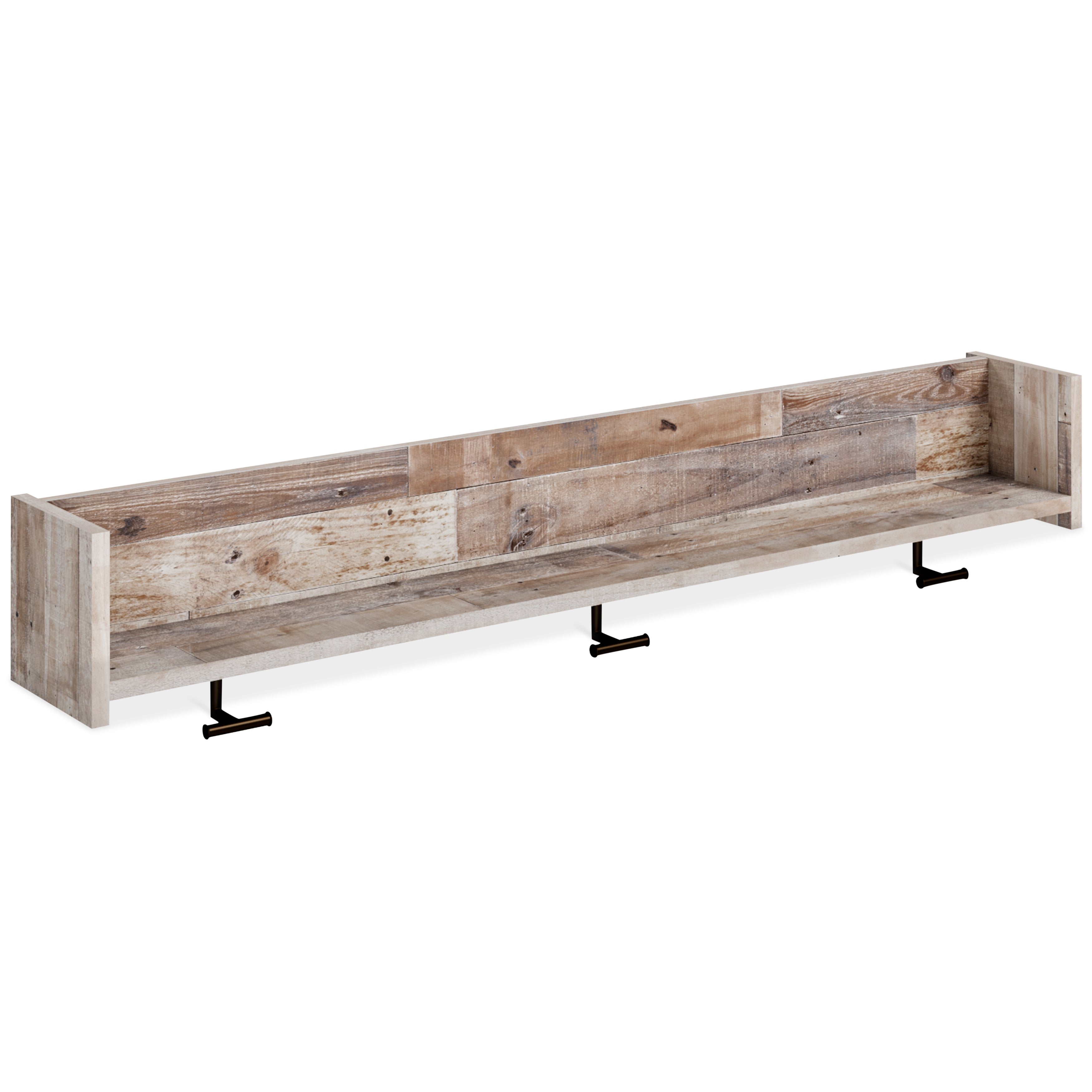 Elite Furniture Outlet - Ashley Furniture - Neilsville Wall Decor - Wall Mounted Coat Rack w/Shelf / Whitewash - EA2320-151