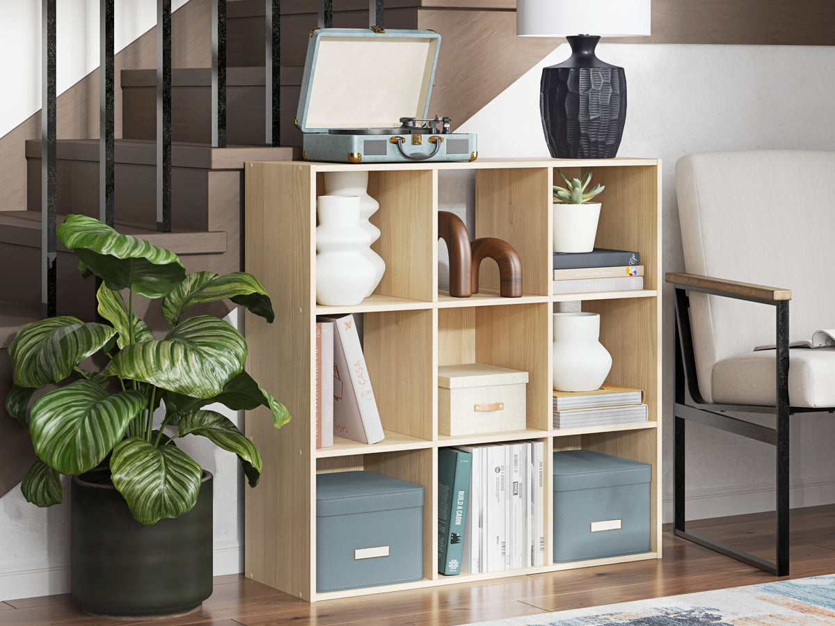 Elite Furniture Outlet - Ashley Furniture - Piperton Nine Cube Organizer - Nine Cube Organizer / Charcoal - EA5514-3X3