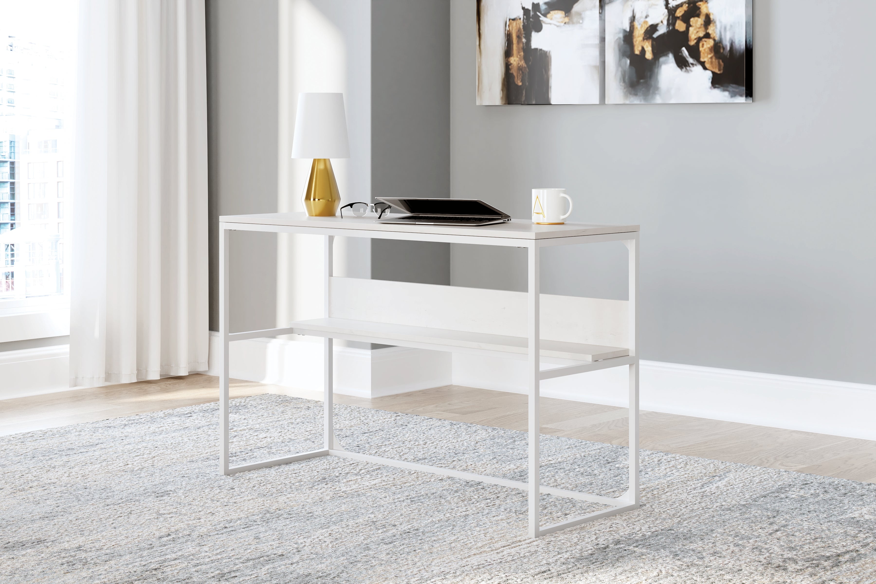 Elite Furniture Outlet - Ashley Furniture - Deznee Office Desk - Home Office Desk / White - H162-14