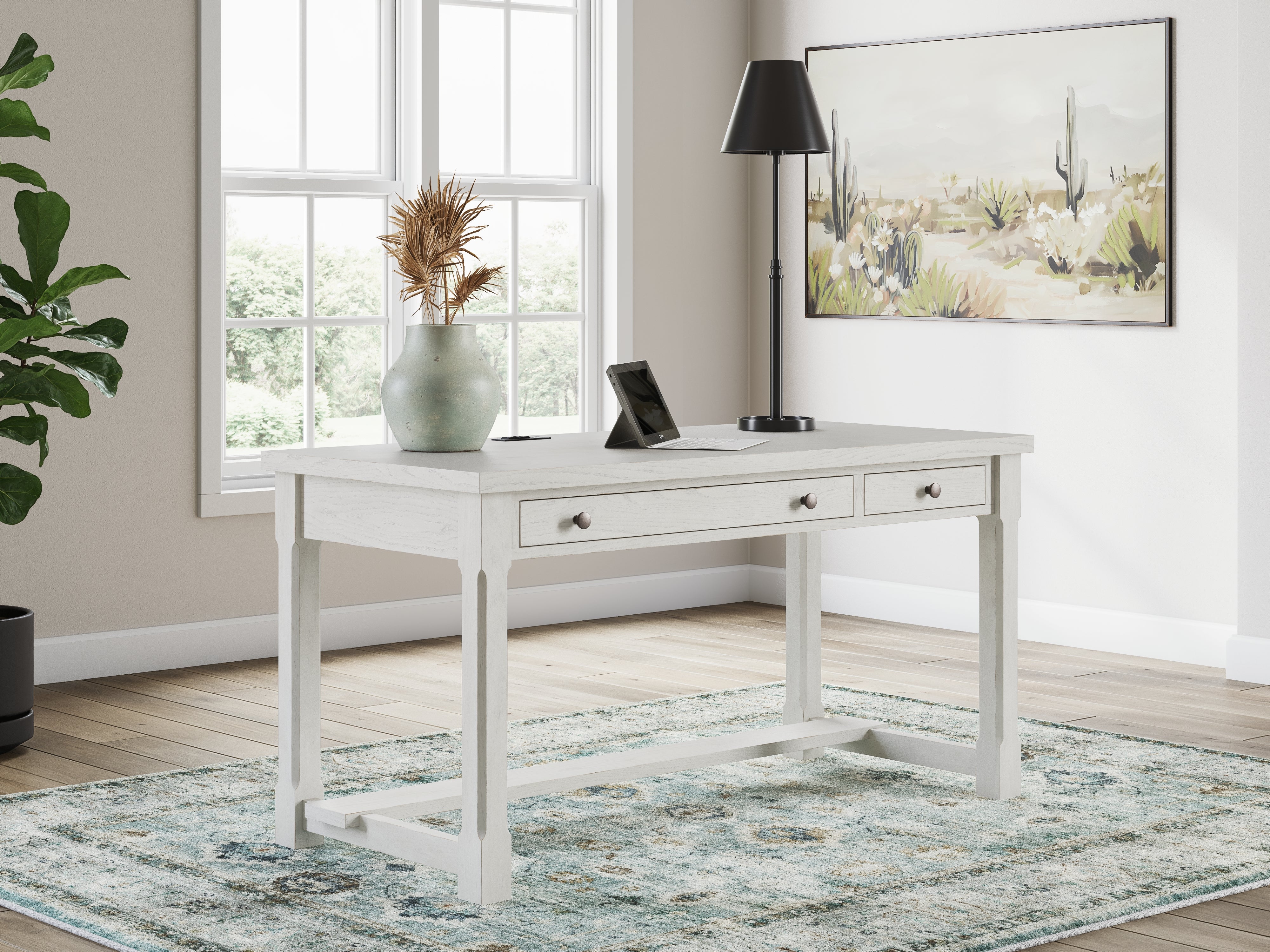 Elite Furniture Outlet - Ashley Furniture - Robbinsdale Office Desk - Home Office Desk / Antique White - H742-34